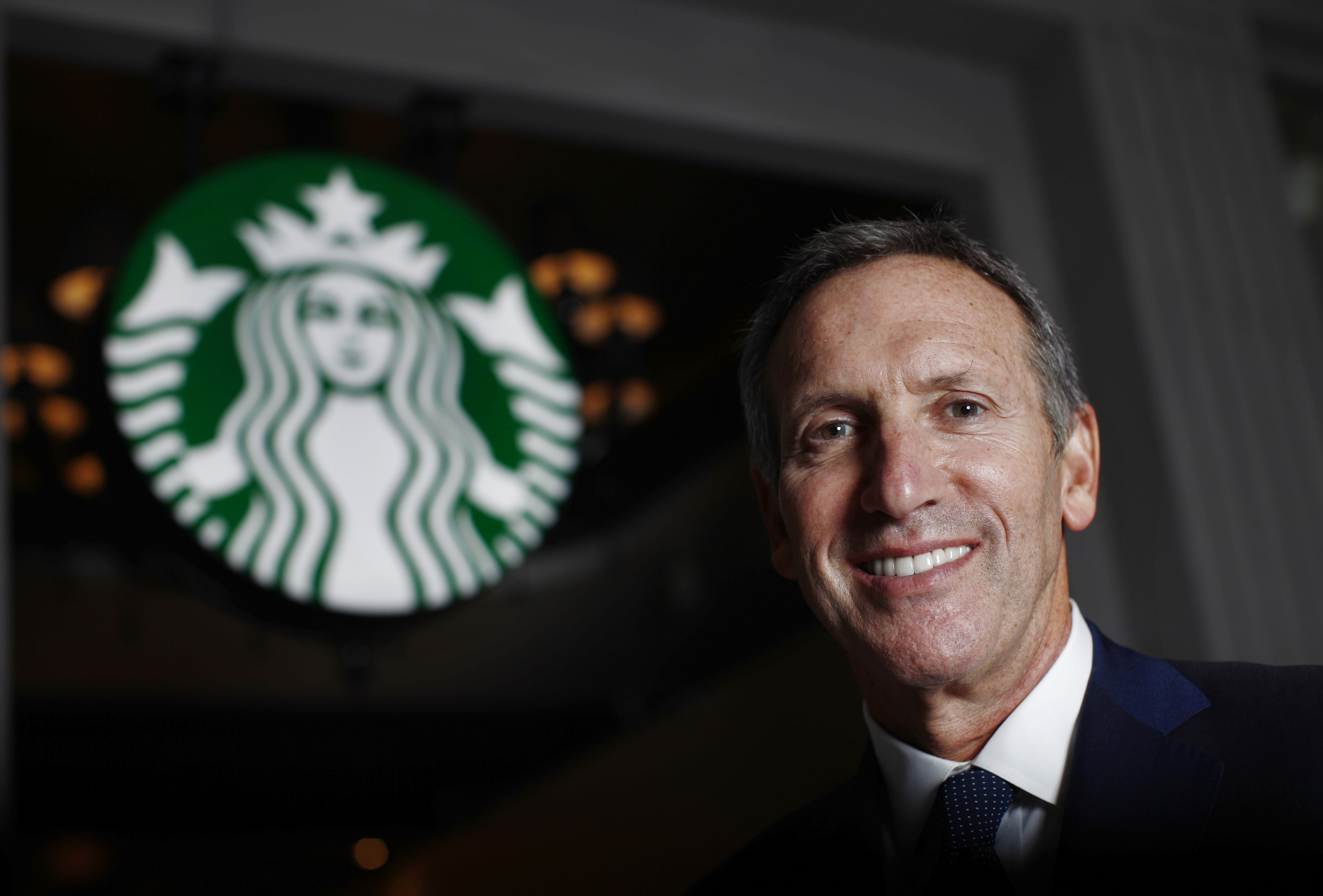 Howard Schultz CEO of Starbucks poses during an interview with Reuters in Shanghai