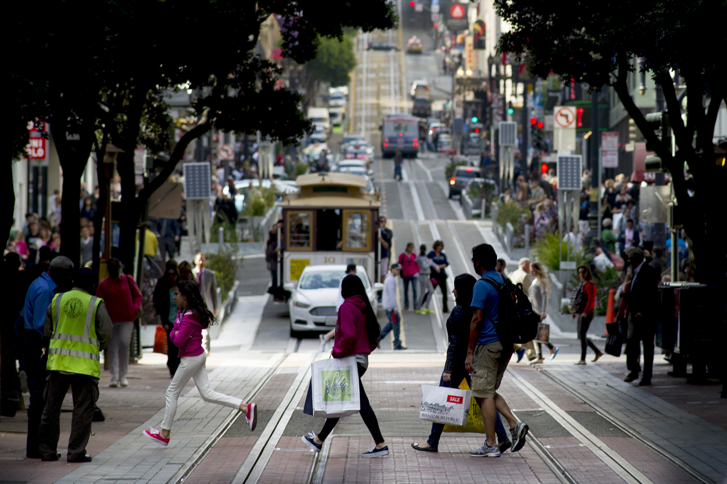 Shoppers In The Union Square Area As Retail Sales Figures Are Released