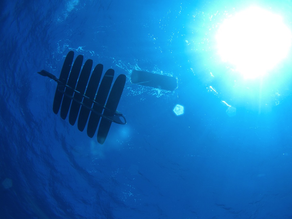 Liquid Robotics' Wave Glider robot, pictured from below.