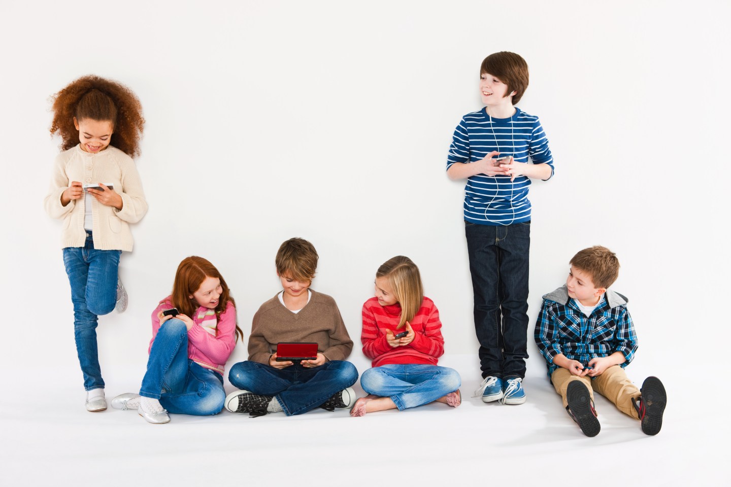 Children using different gadgets