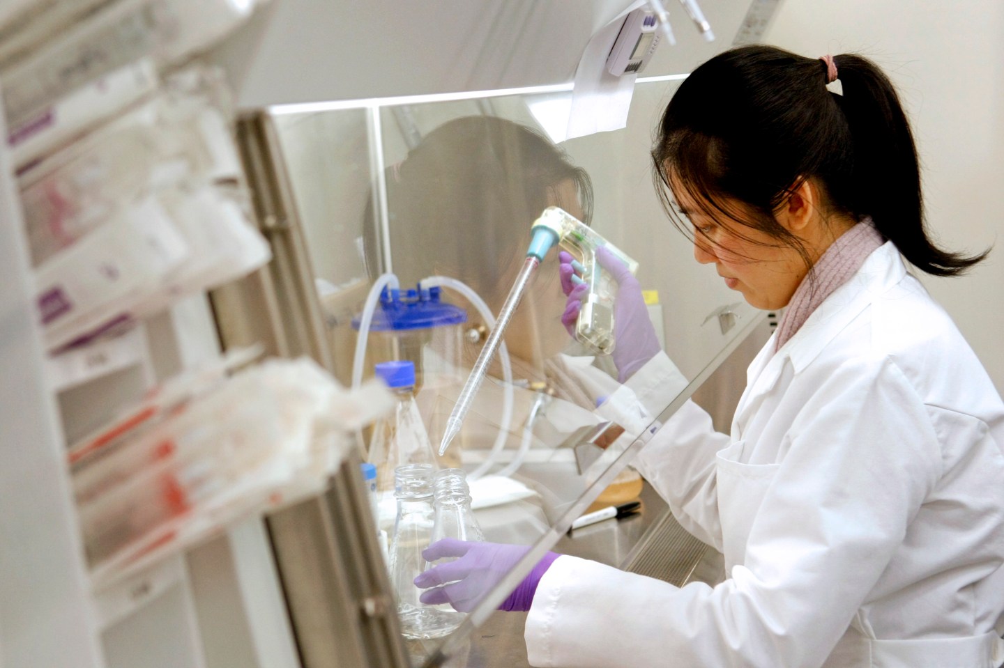 Kim Le, a research associate for FivePrime Therapeutics, wor