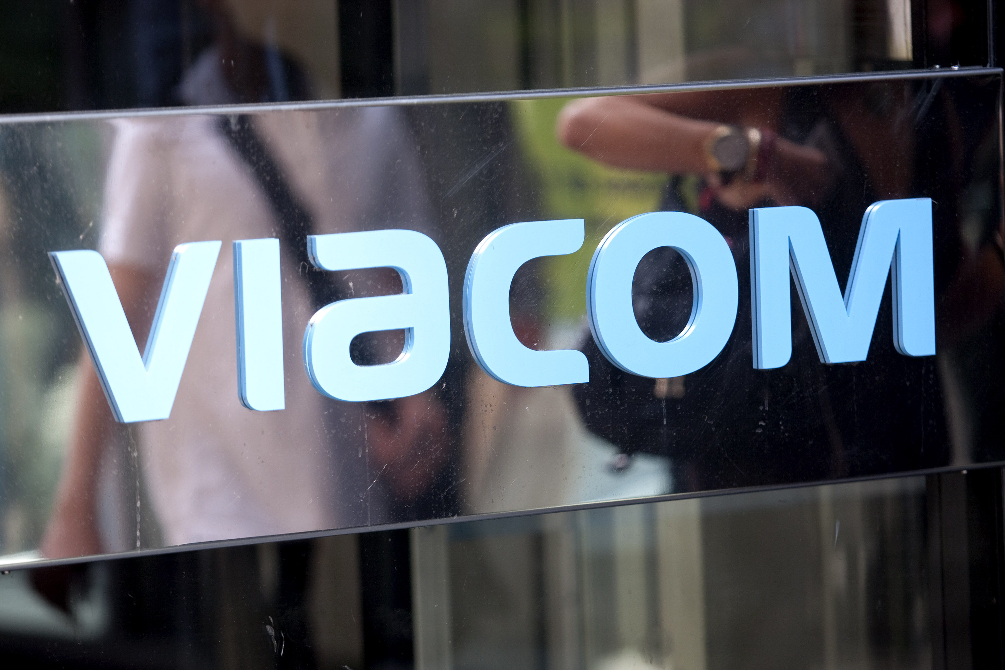 The Viacom Inc. logo is displayed outside the headquarters i