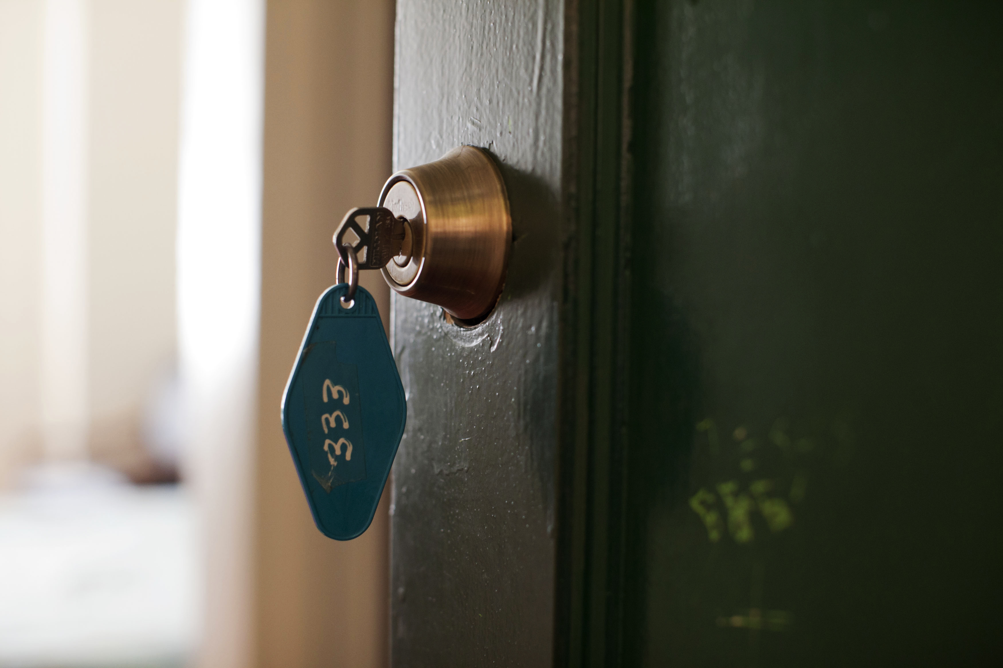 A key hangs in the lock at room 333, one of the most haunted rooms of the Gadsden Hotel in Douglas