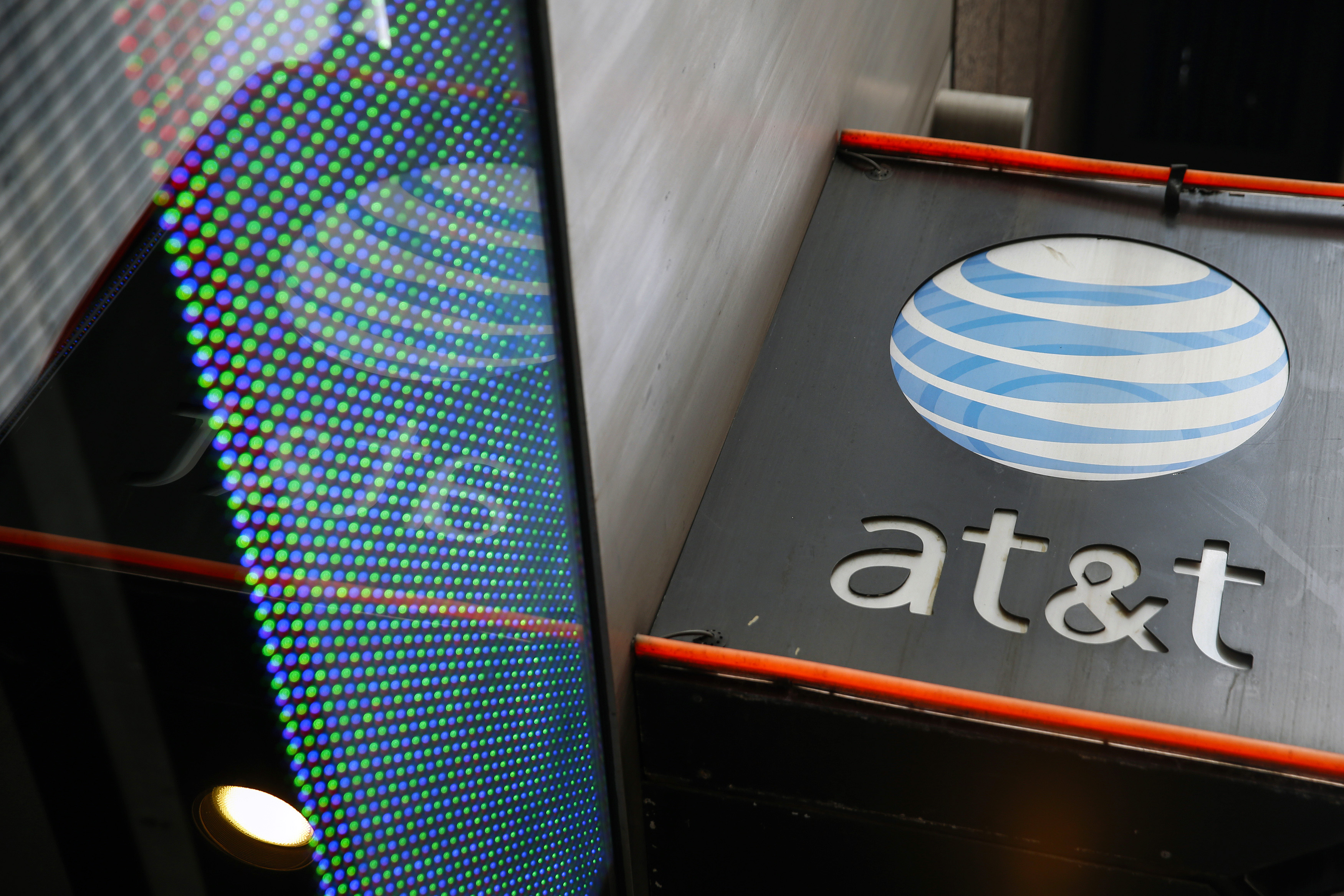 The signage for an AT&T store is seen in New York