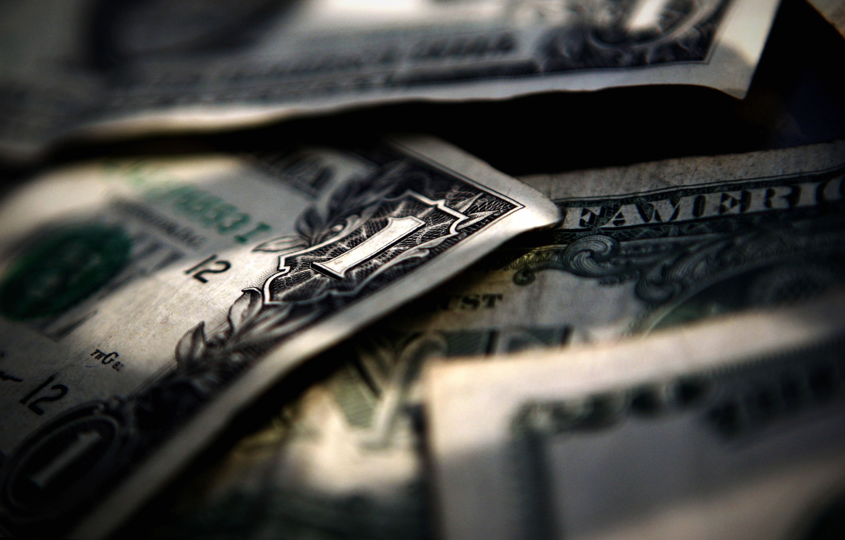 U.S. dollar bills are displayed in Toronto in this posed photo