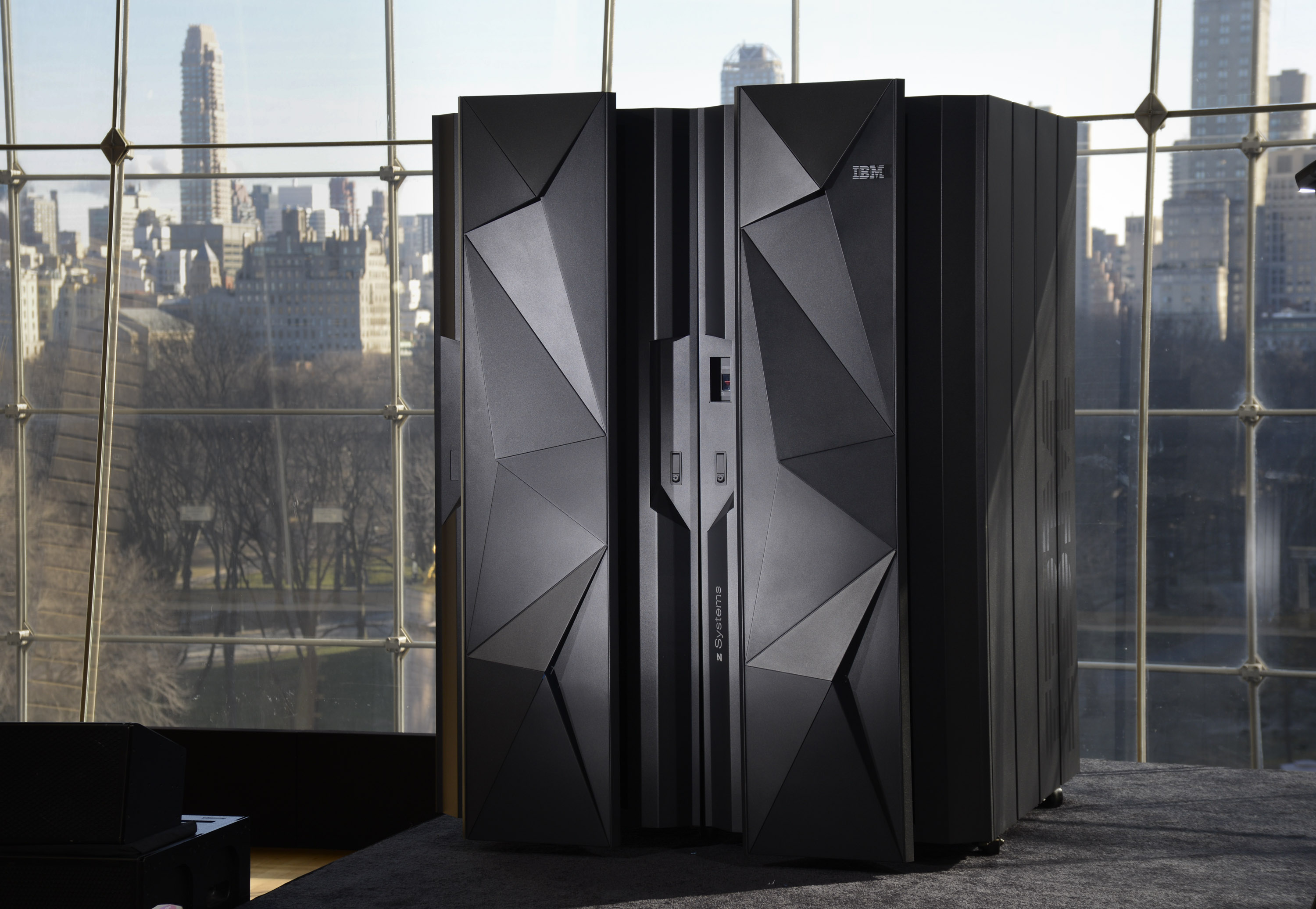 New York City -  Ross Mauri, manager IBM mainframe systems, poses with new System Z machine on Wednesday, January 14, 2015.  (PHOTO: Augusto F. Menezes/Feature Photo Service)