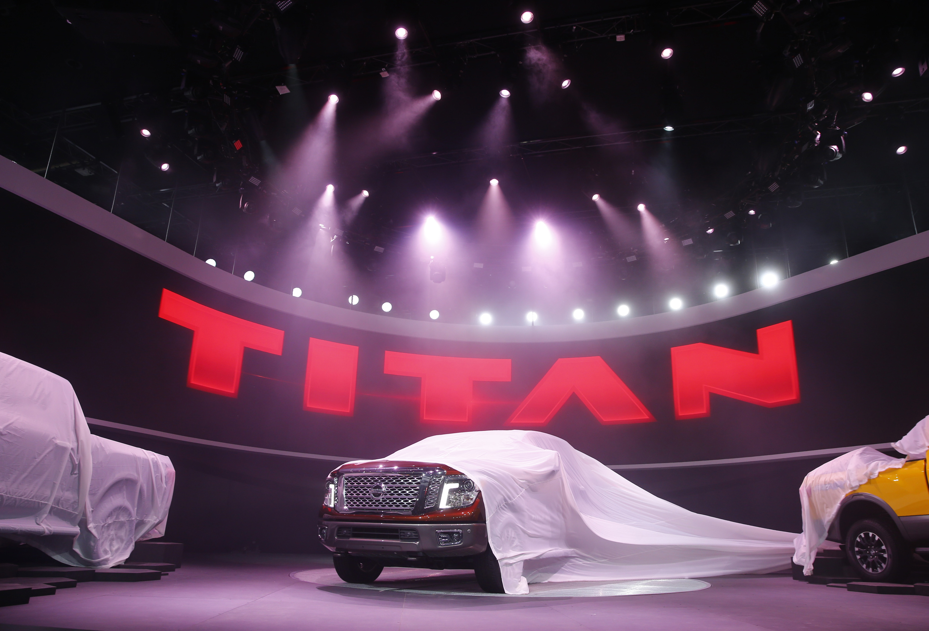 The 2016 Nissan Titan pickup truck is unveiled at the first press preview day of the North American International Auto Show in Detroit
