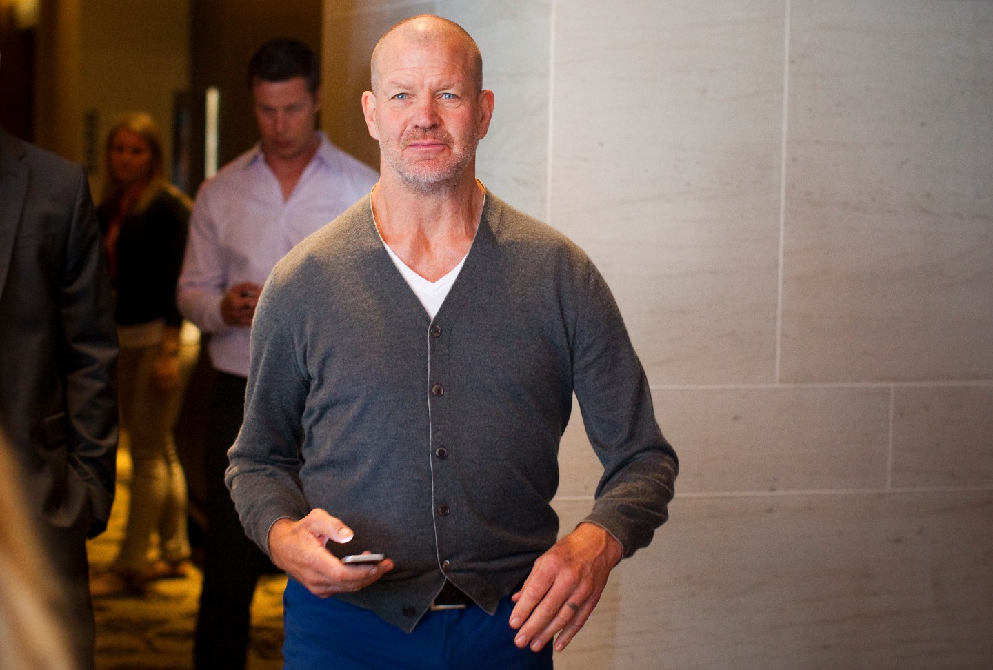 Lululemon Athletica Inc's founder Wilson arrives for the company's annual general meeting in Vancouver