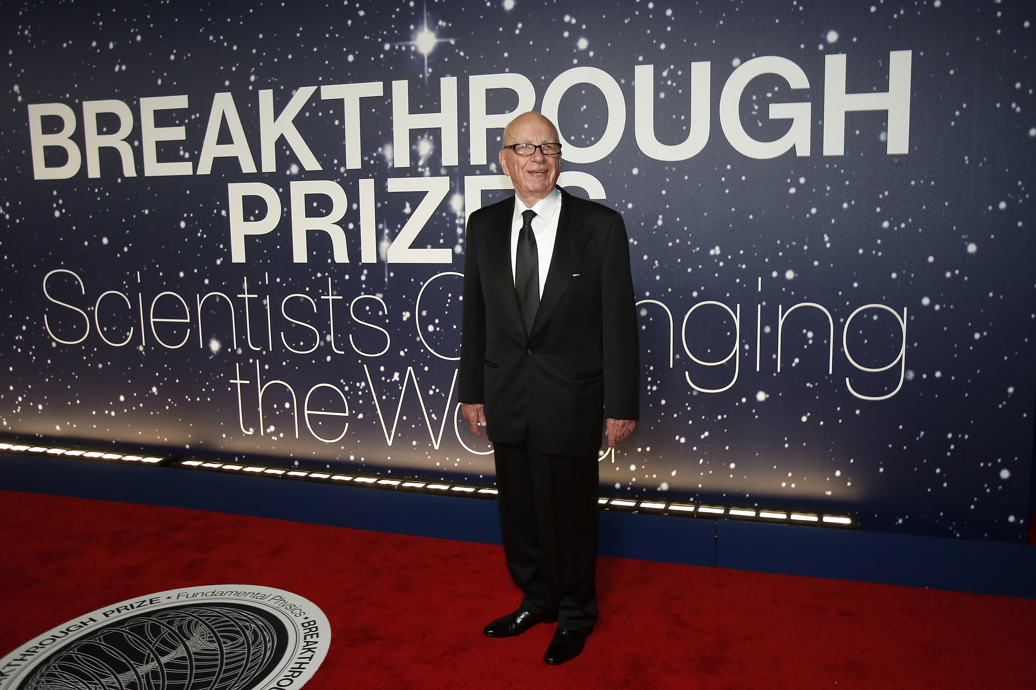 Executive Chairman of News Corp and Chairman and CEO of 21st Century Fox Murdoch arrives on the red carpet during the second annual Breakthrough Prize Awards in Mountain View