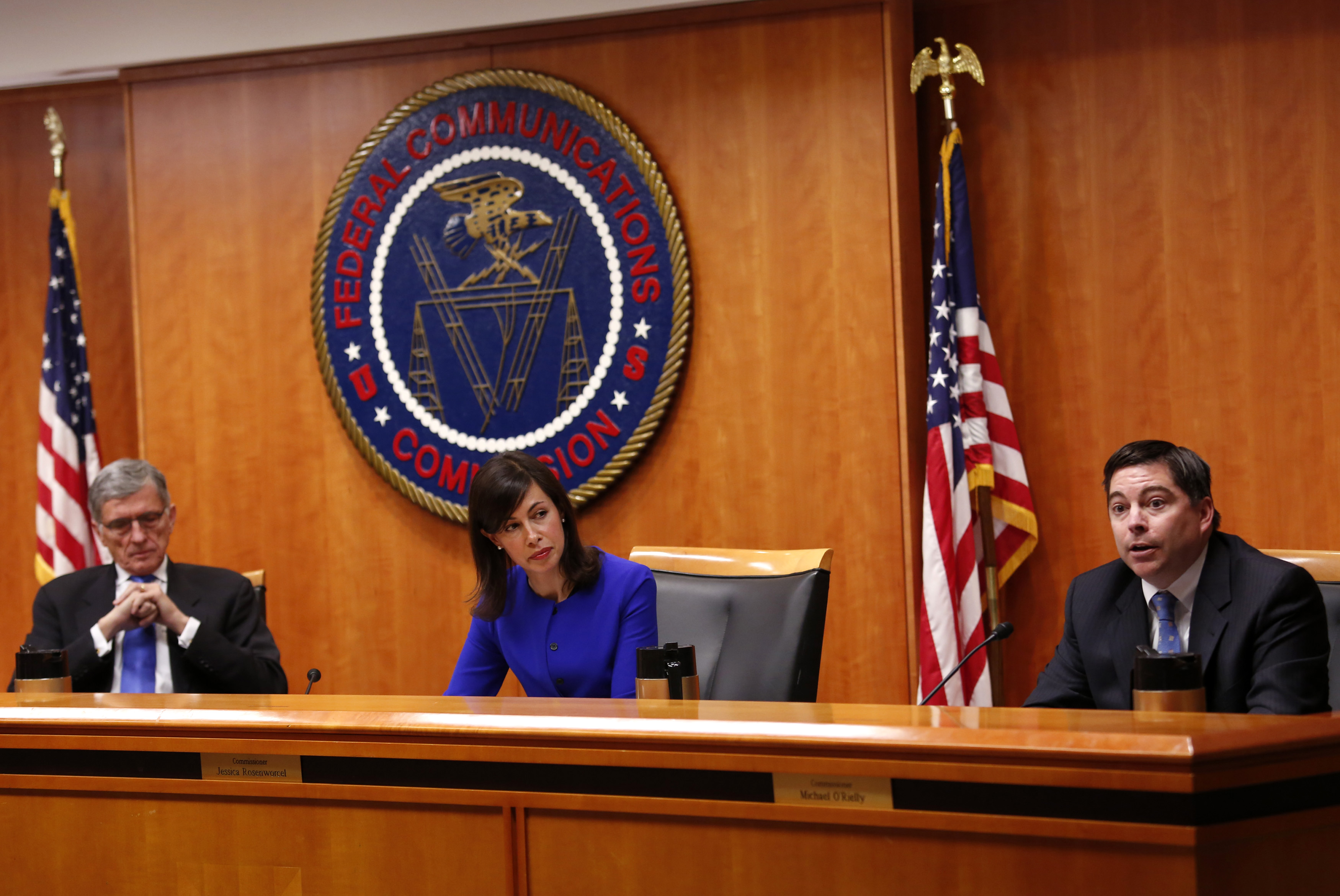 Federal Communications Commission commissioner Michael O'Rielly speaks at a FCC Net Neutrality hearing in Washington
