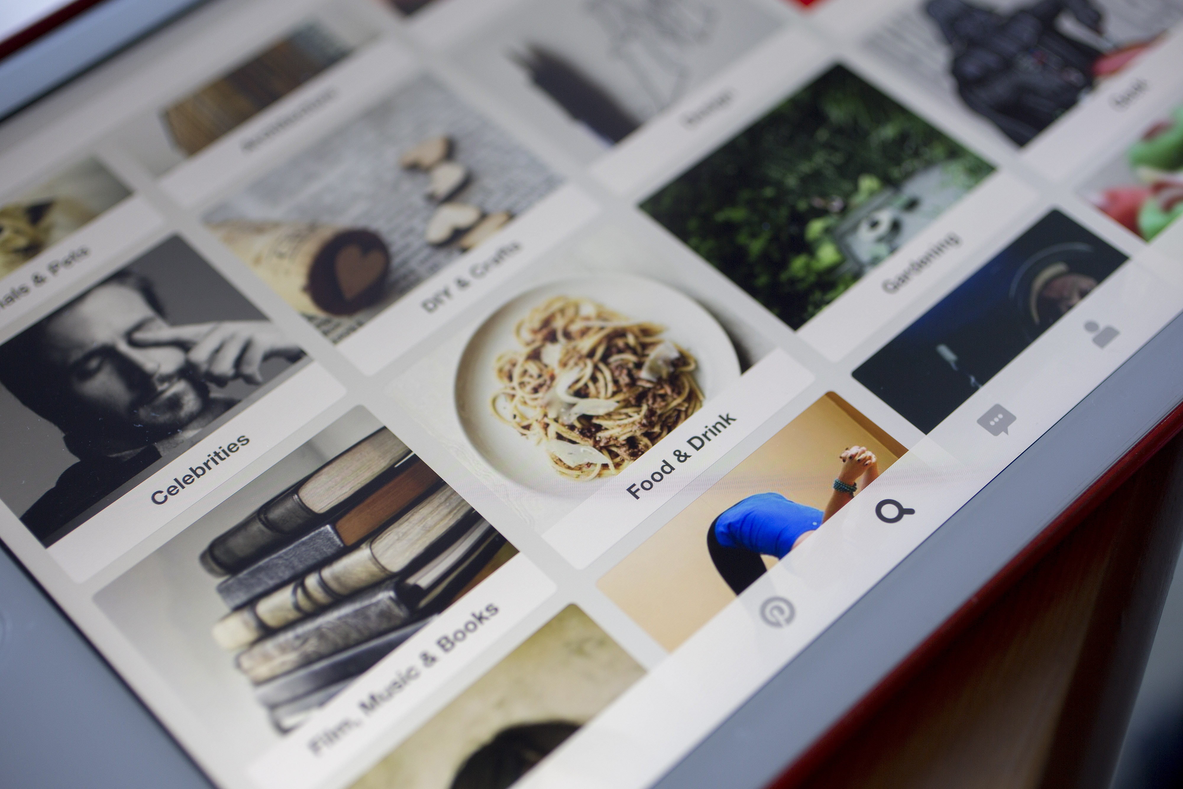 Pinterest app displayed on iPad Air