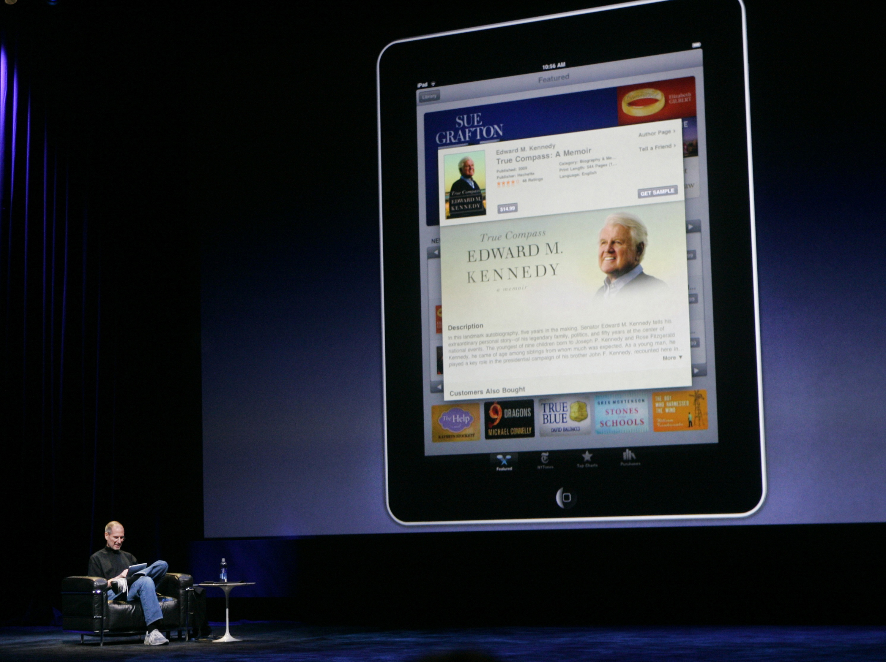 Apple CEO Jobs introduces the iBooks during the launch of Apple's new tablet iPad computing device in San Francisco