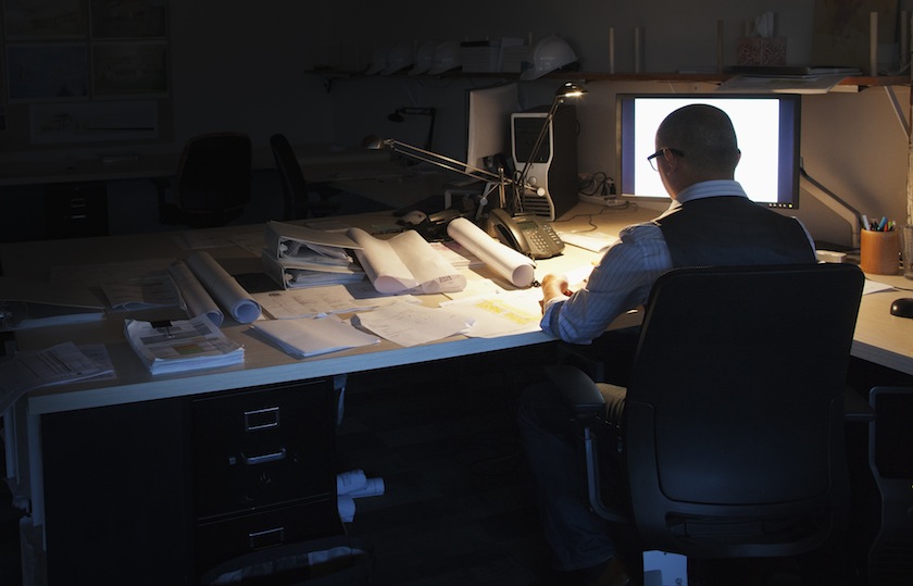 working late