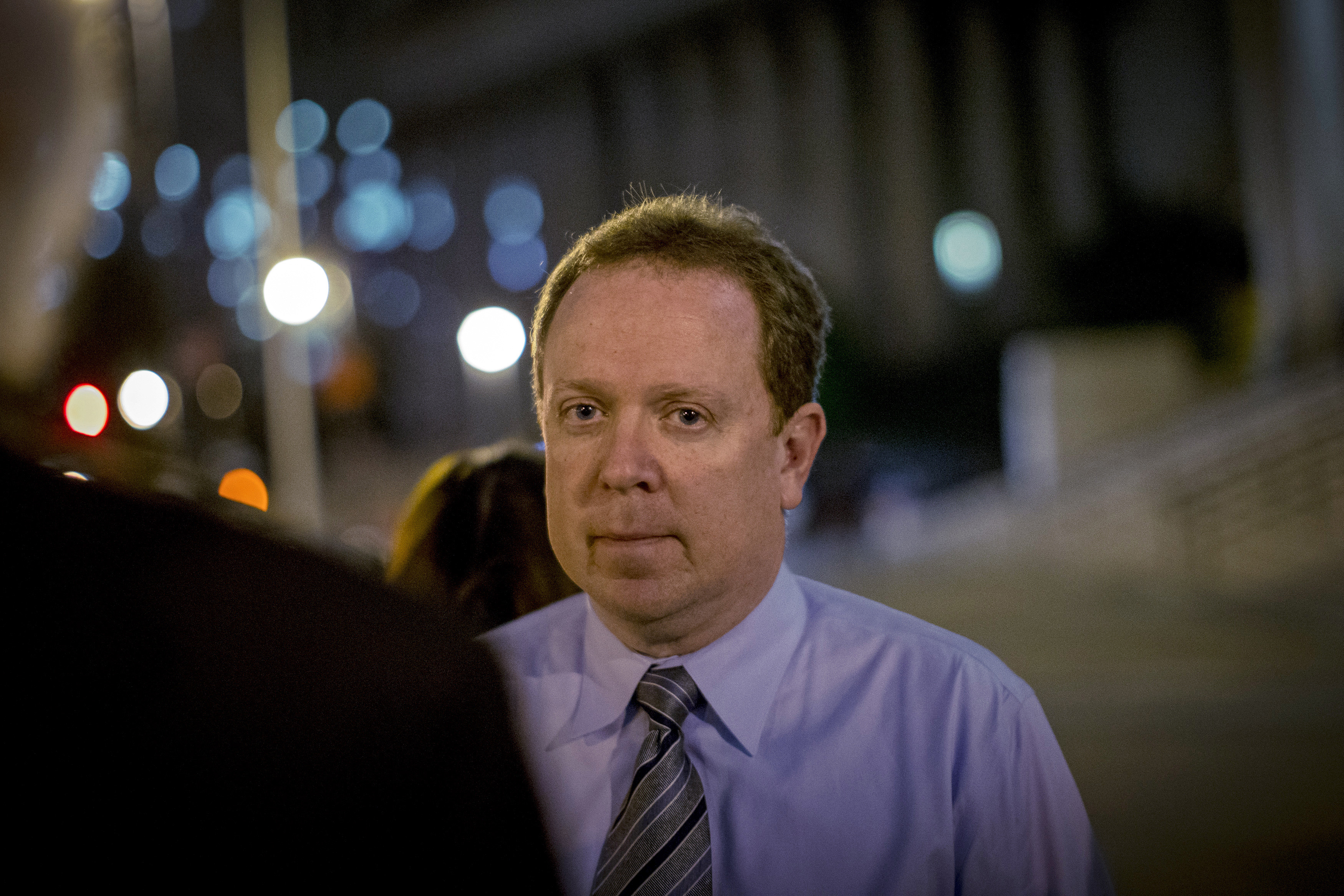 David Riley, former chief information officer of Foundry Network, exits the U.S. District Court house in New York