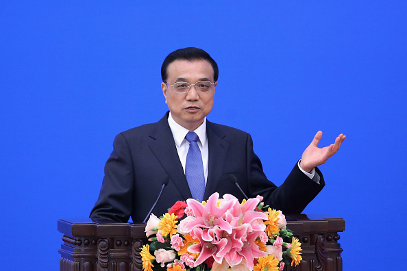 BEIJING, CHINA - MARCH 27: China's Premier Li Keqiang speaks during the Indonesia-China Economic Cooperation Forum at the Great Hall of the People on March 27, 2015 in Beijing, China. (Photo by Feng Li-Pool/Getty Images)