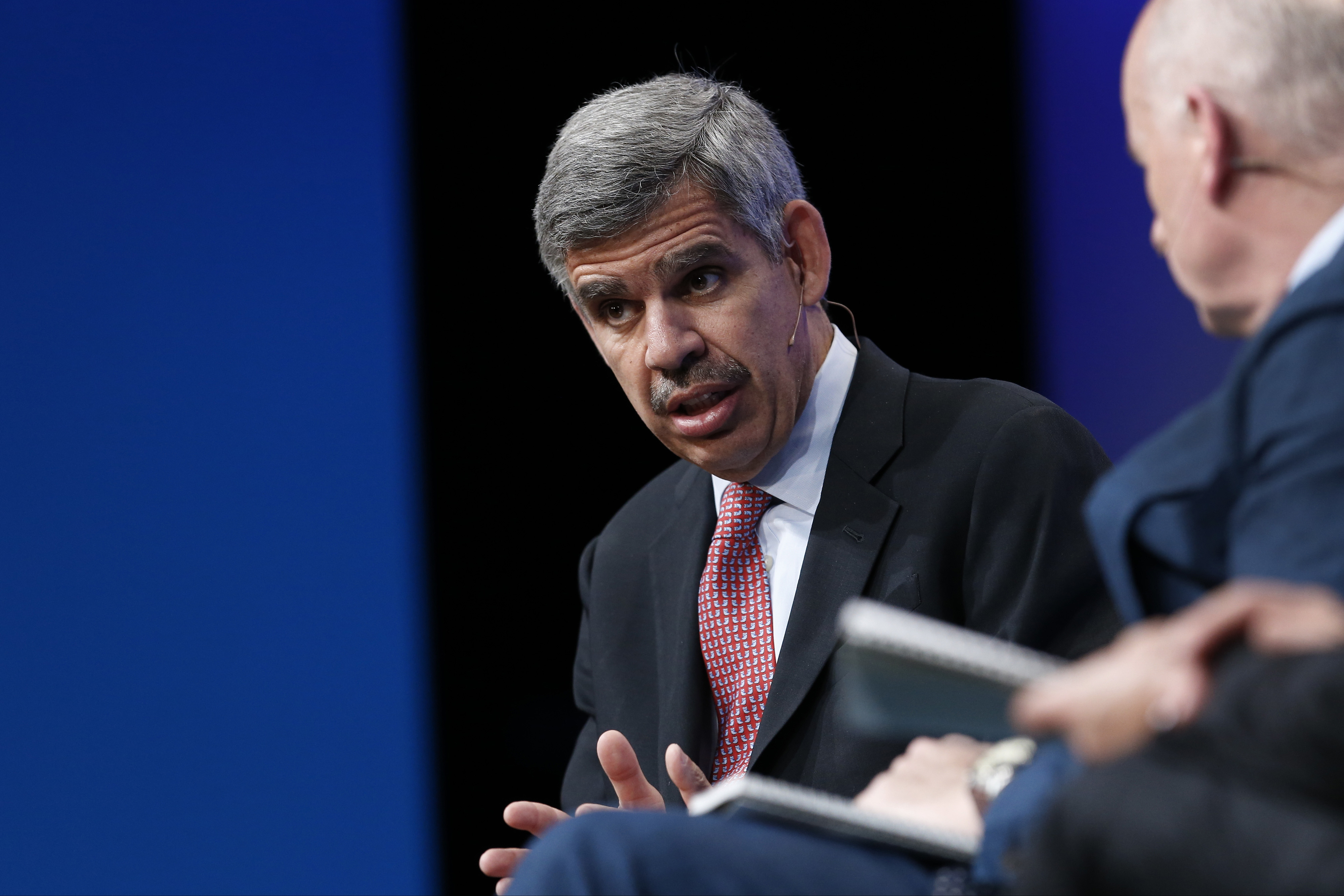 Mohamed El-Erian, chief economic advisor at Allianz SE, speaks during the annual Milken Institute Global Conference in Beverly Hills, California, U.S., on Monday, April 27, 2015. The conference brings together hundreds of chief executive officers, senior government officials and leading figures in the global capital markets for discussions on social, political and economic challenges. Photographer: Patrick T. Fallon/Bloomberg *** Local Caption *** Mohamed El-Erian