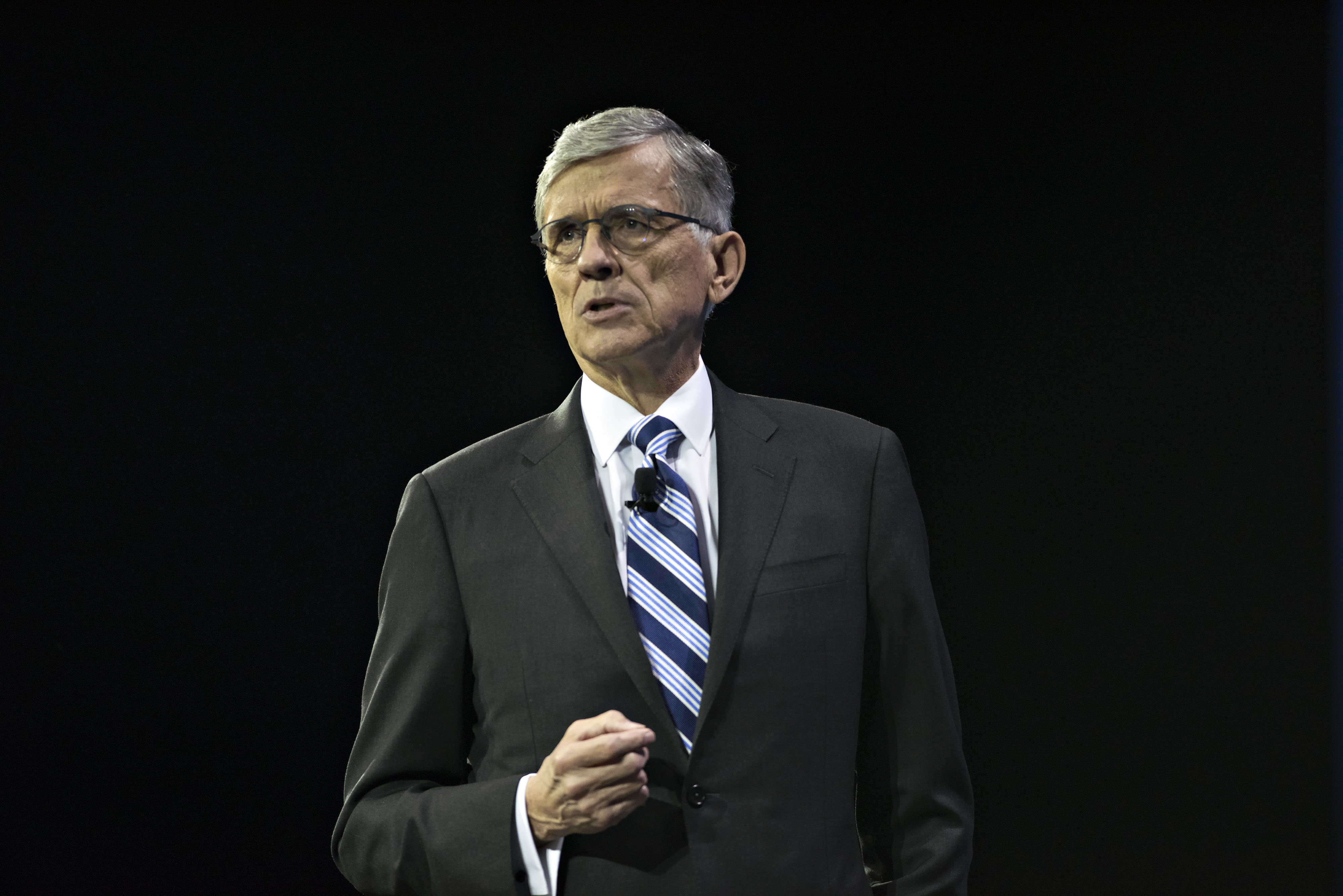 Thomas Wheeler, chairman of the U.S. Federal Communications Commission (FCC), speaks at INTX: The Internet &amp; Television Expo in Chicago, Illinois, U.S., on Wednesday, May 6, 2015. The event, formerly known as the The Cable Show, has been the reimagined for doing business in the digital economy by the National Cable and Telecommunications Association (NCTA). Photographer: Daniel Acker/Bloomberg *** Local Caption *** Thomas Wheeler