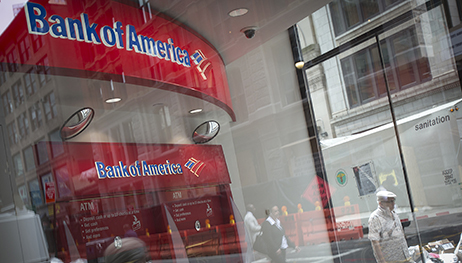 A Bank Of America ATM is pictured in the Manhattan borough of New York