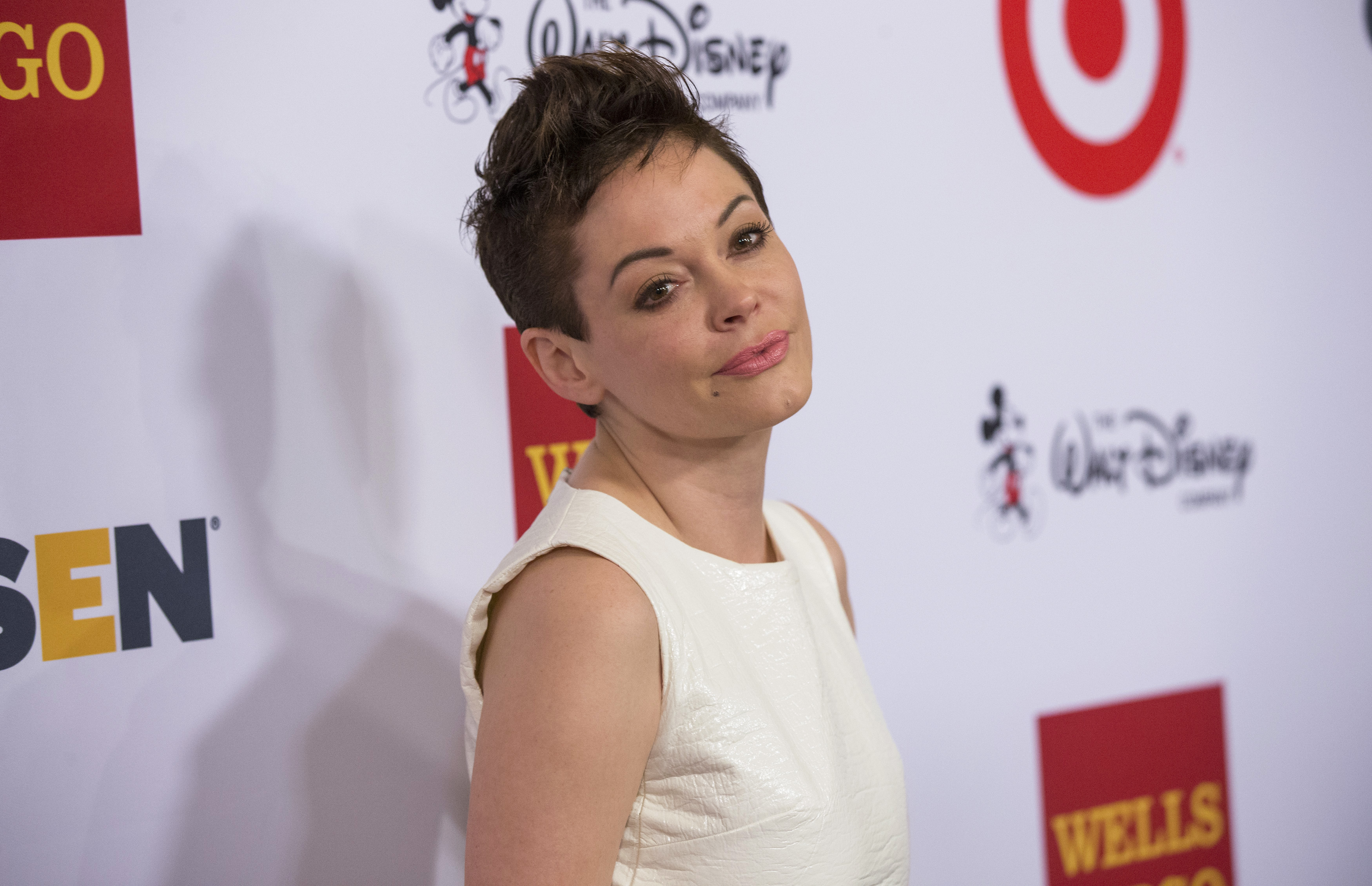 Actress McGowan poses at the 10th Annual GLSEN Respect Awards in Beverly Hills