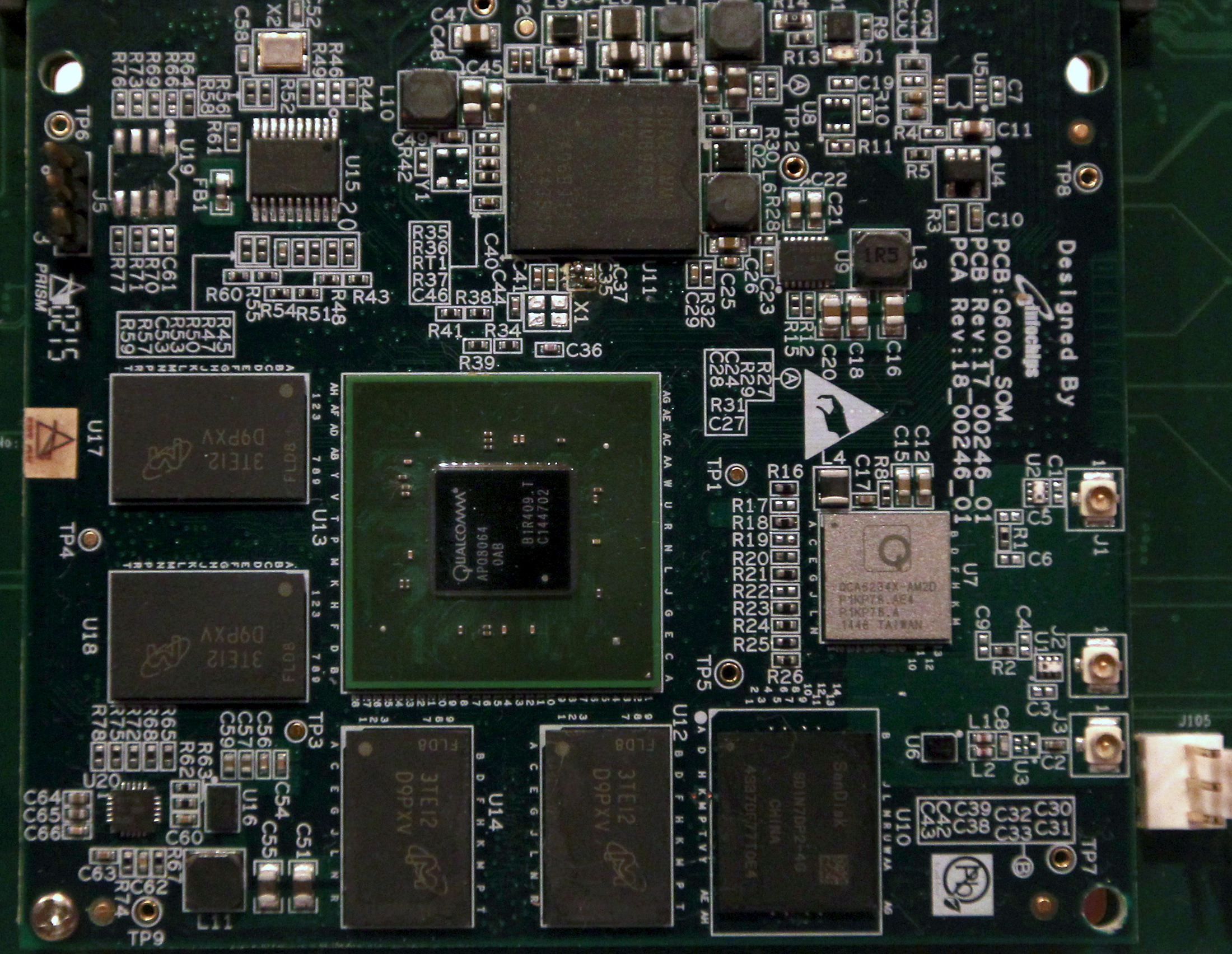A Qualcomm Snapdragon 600 processor is seen on a board during a news conference as part of the 2015 Computex exhibition in Taipei