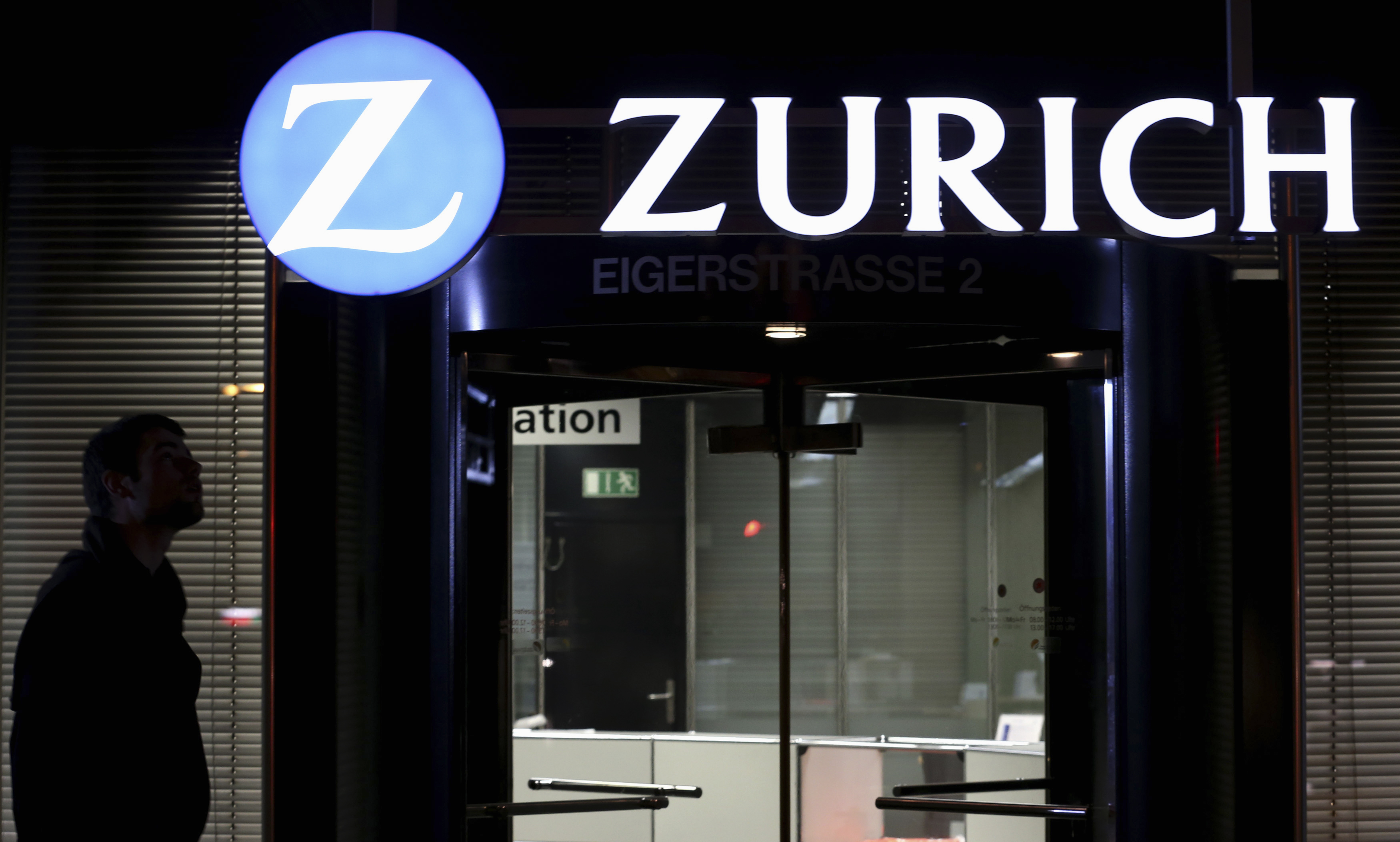 The logo of Zurich Insurance Group is seen on a building in Bern
