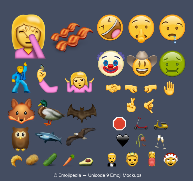 New emoji candidates from Unicode Consortium. These shareable images could become approved emoji sometime in mid-2016.