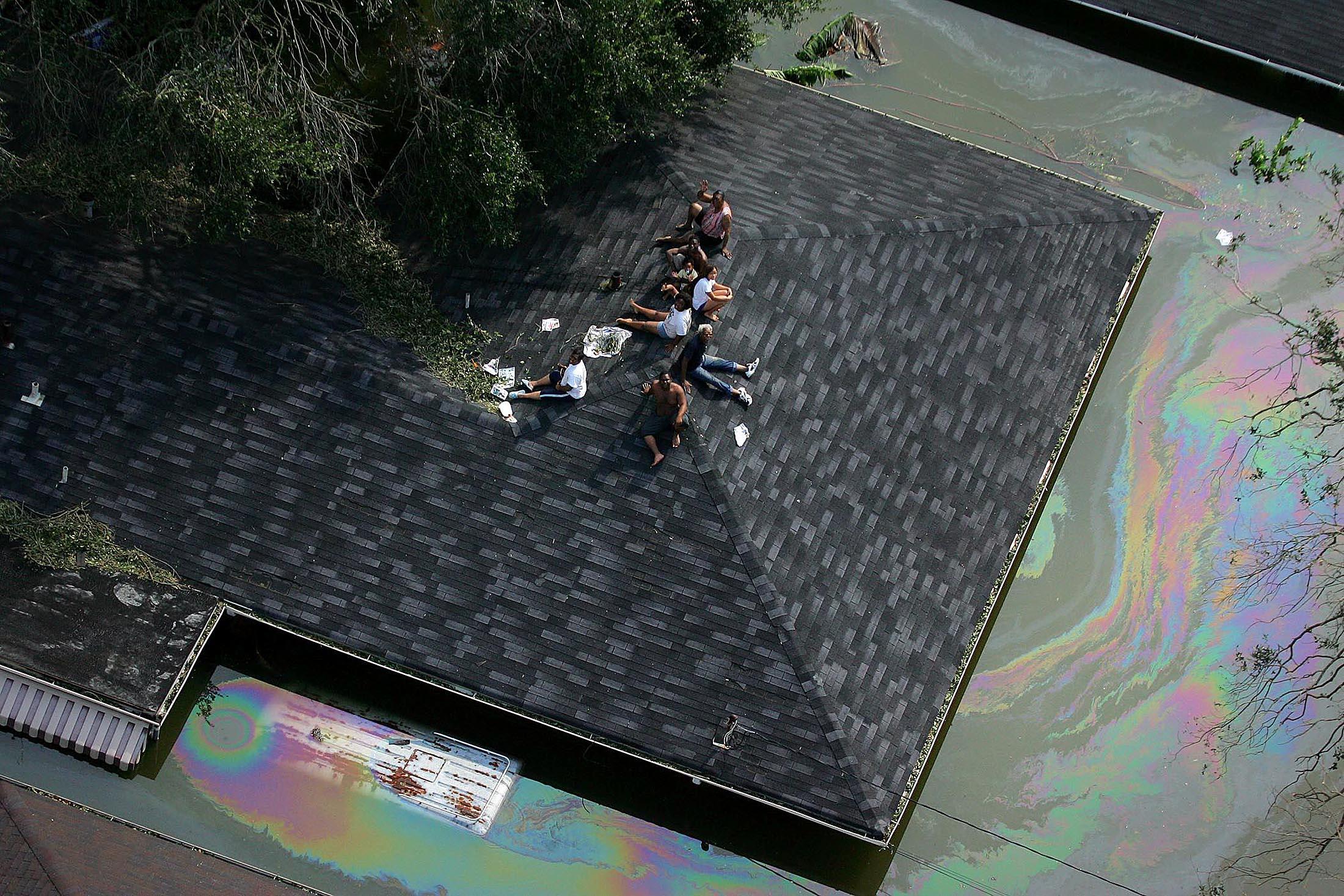 Aerial photograph of devastation in greater New Orleans area following Hurricane Katrina.