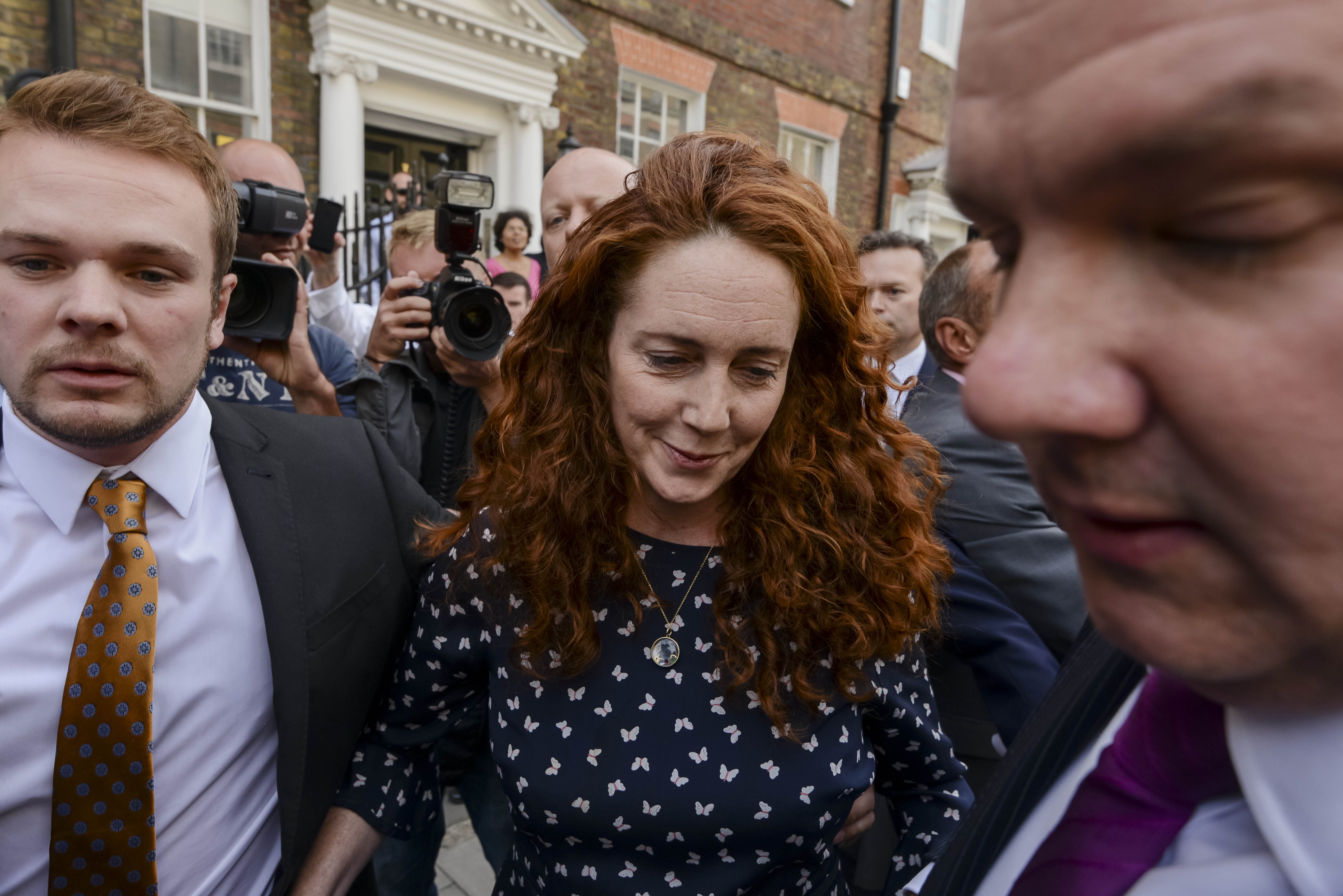 Former head of News International Rebekah Brooks leaves after giving a statement to members of the media in the wake of the phone-hacking trial, in London on June 26, 2014. She was cleared of all charges in a dramatic end to Britain's marathon media trial on Tuesday June 24, 2014. Now, she might be returning to News Corp.