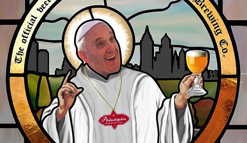 Philadelphia Brewing Company's "Holy Wooter" beer pays tribute to Pope Francis.