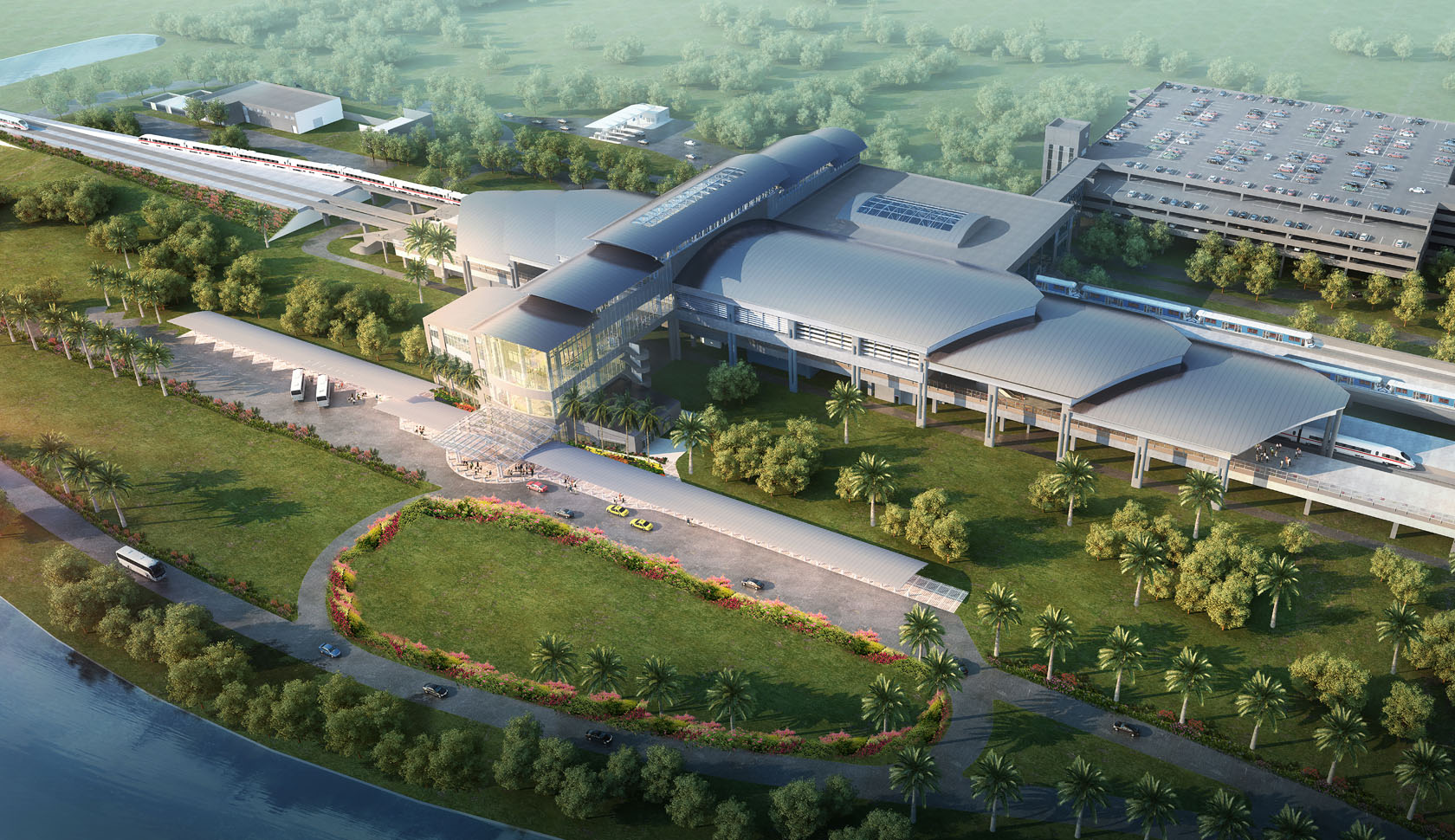 A rendering of a potential railway station to be built as part of All Aboard Florida's passenger rail