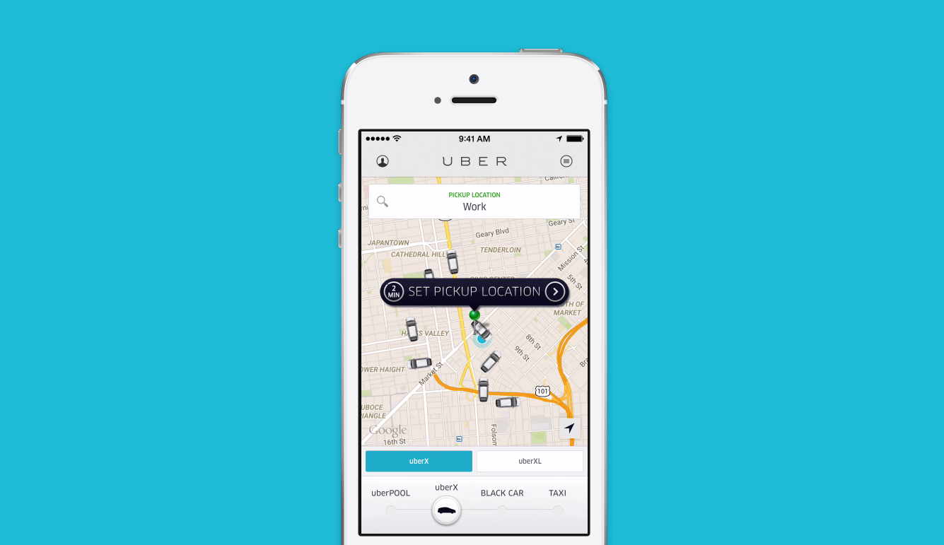 Uber app blue background (2015)