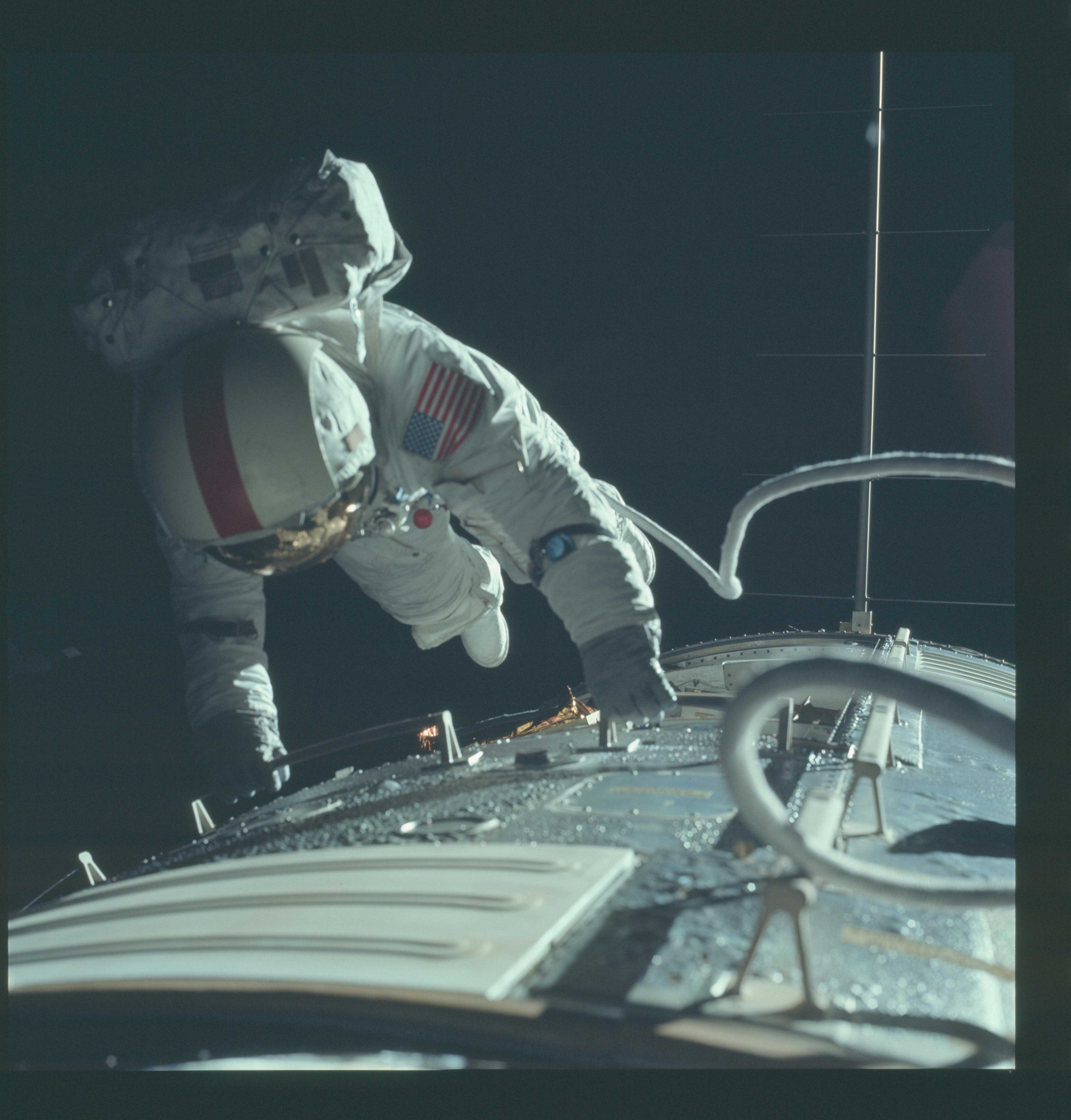 Apollo 17 Hasselblad image from film magazine 152/PP - Lunar orbit, Transearth coast, SIM Bay EVA / film retrieval.