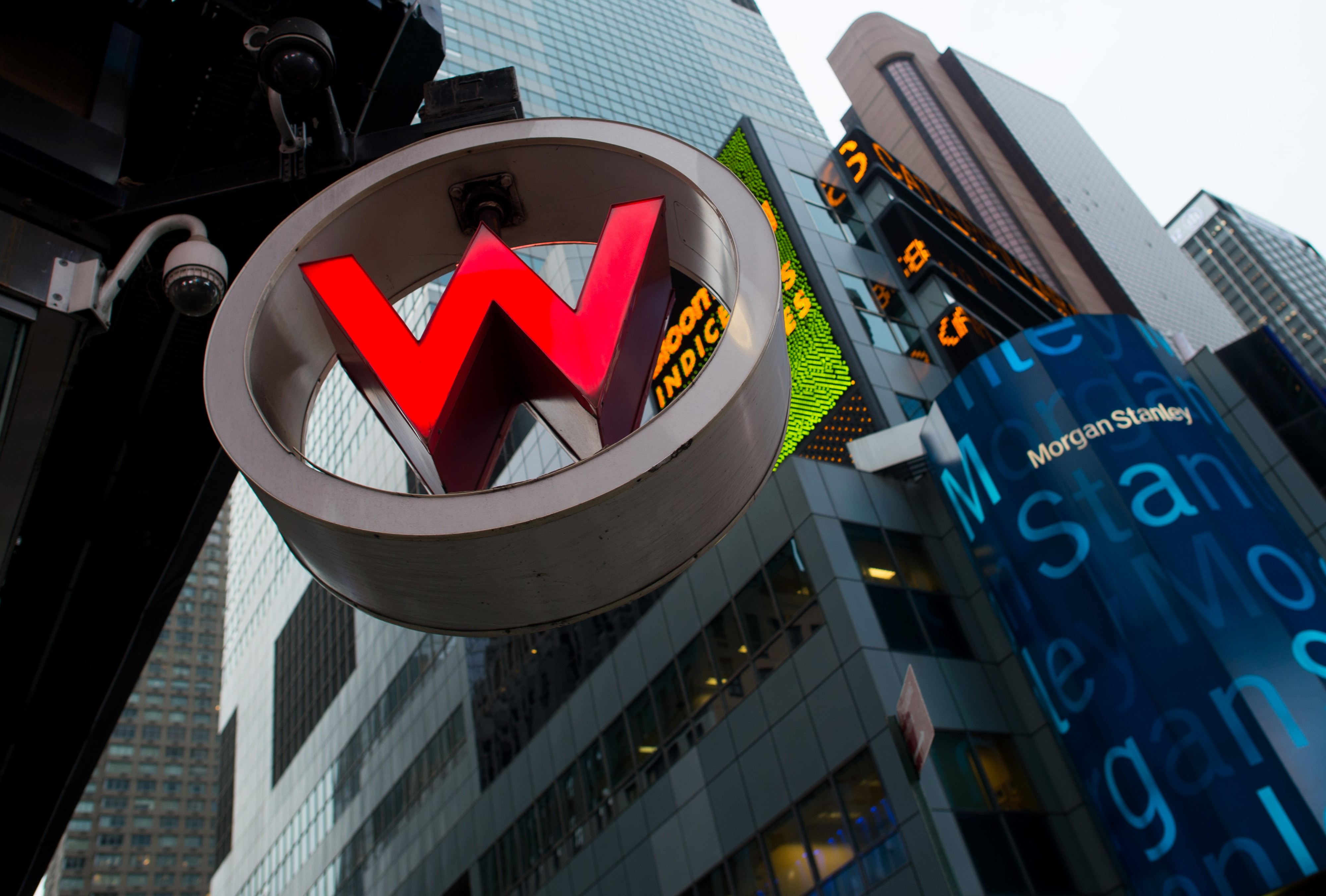 Signage for the W Hotel New York Times Square, a Starwood Hotels & Resorts property, is displayed in New York, U.S.