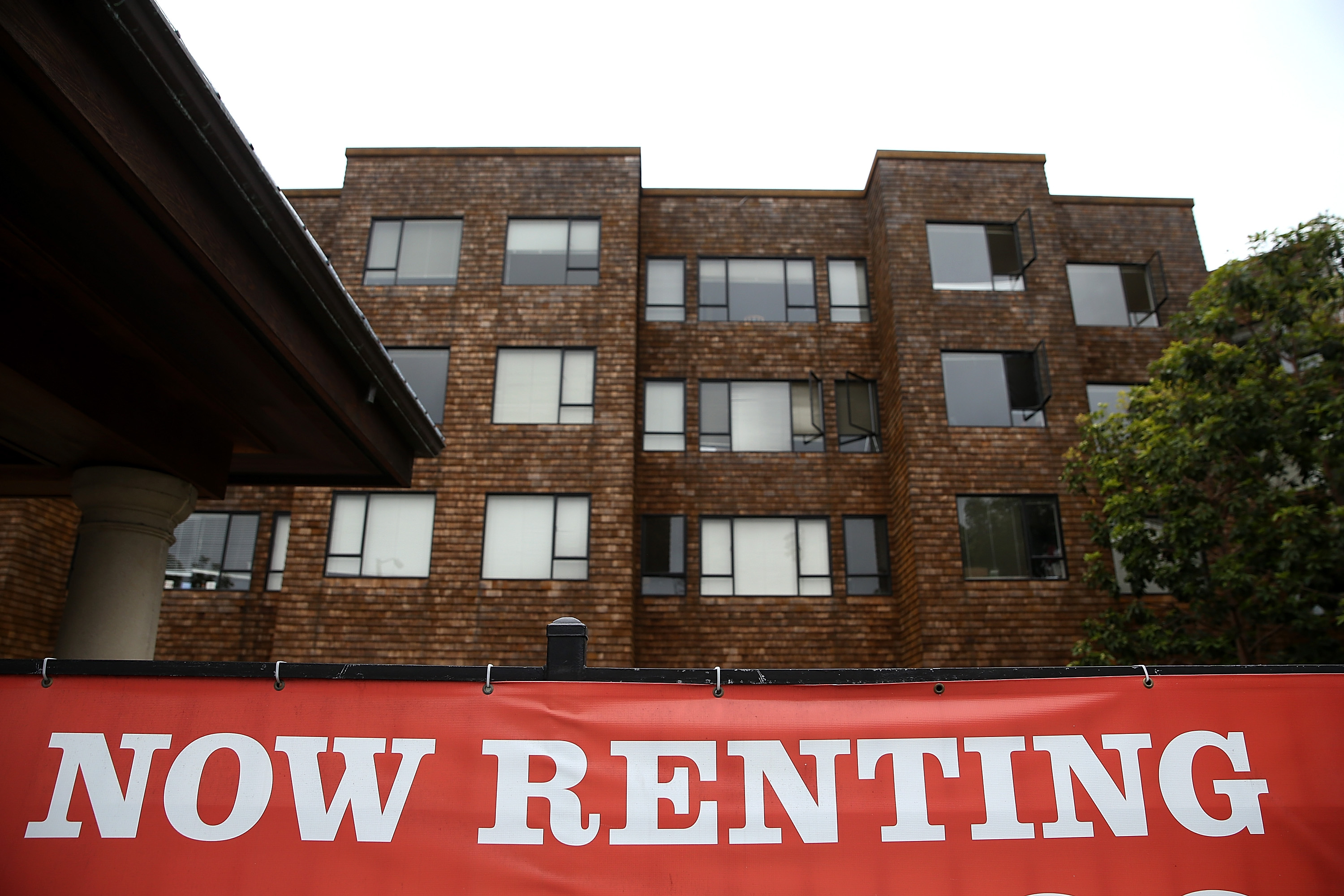 A sign is posted in front of an apartment building on April 21, 2015 in San Francisco, California.