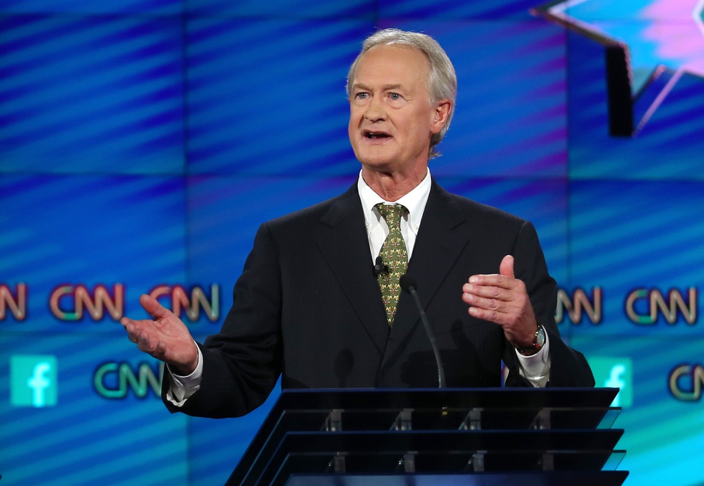 Former presidential candidate Lincoln Chafee at the Democratic debate in Las Vegas earlier this month.
