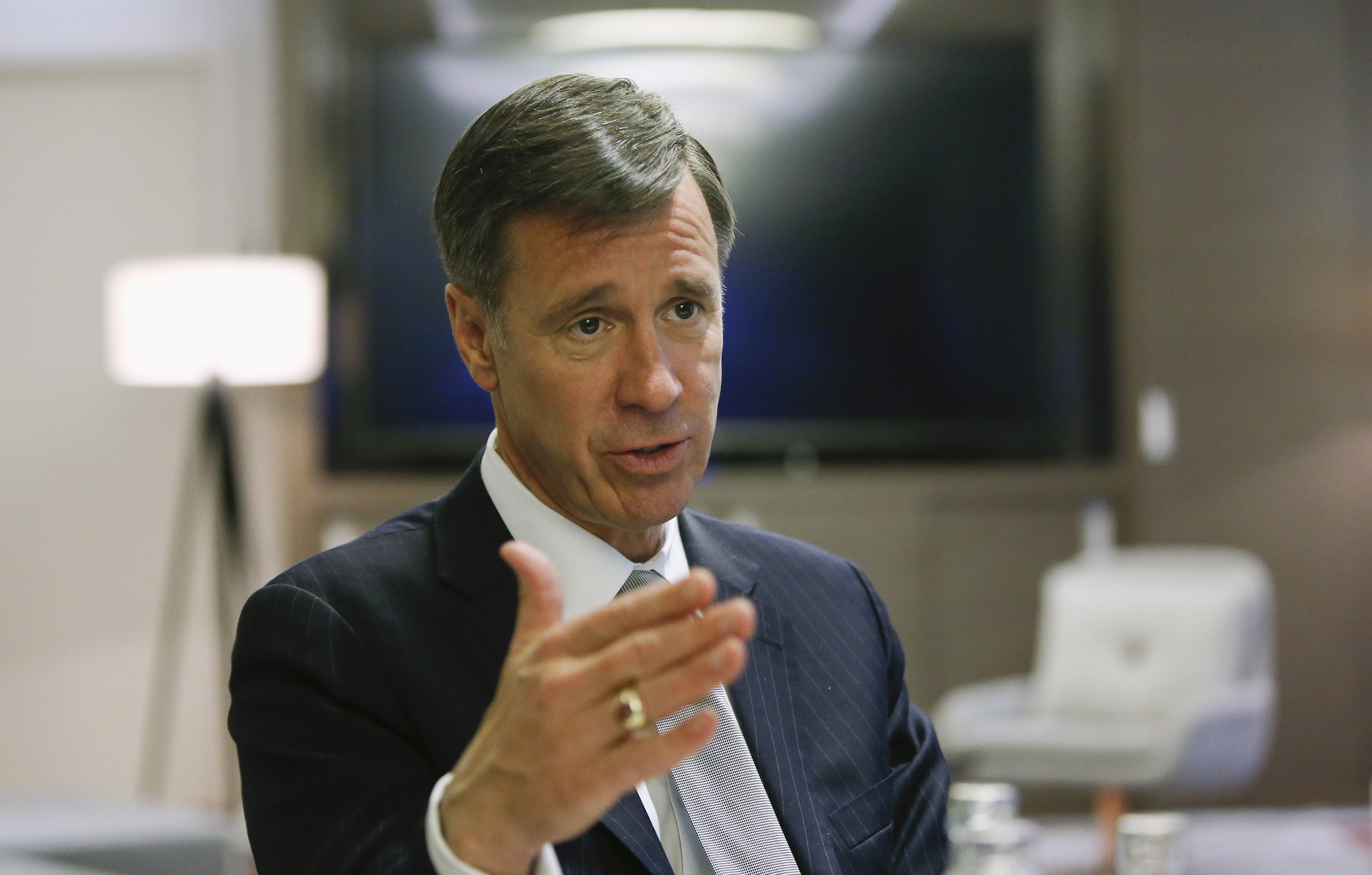 Sorenson speaks during an interview with Reuters in a hotel in Berlin