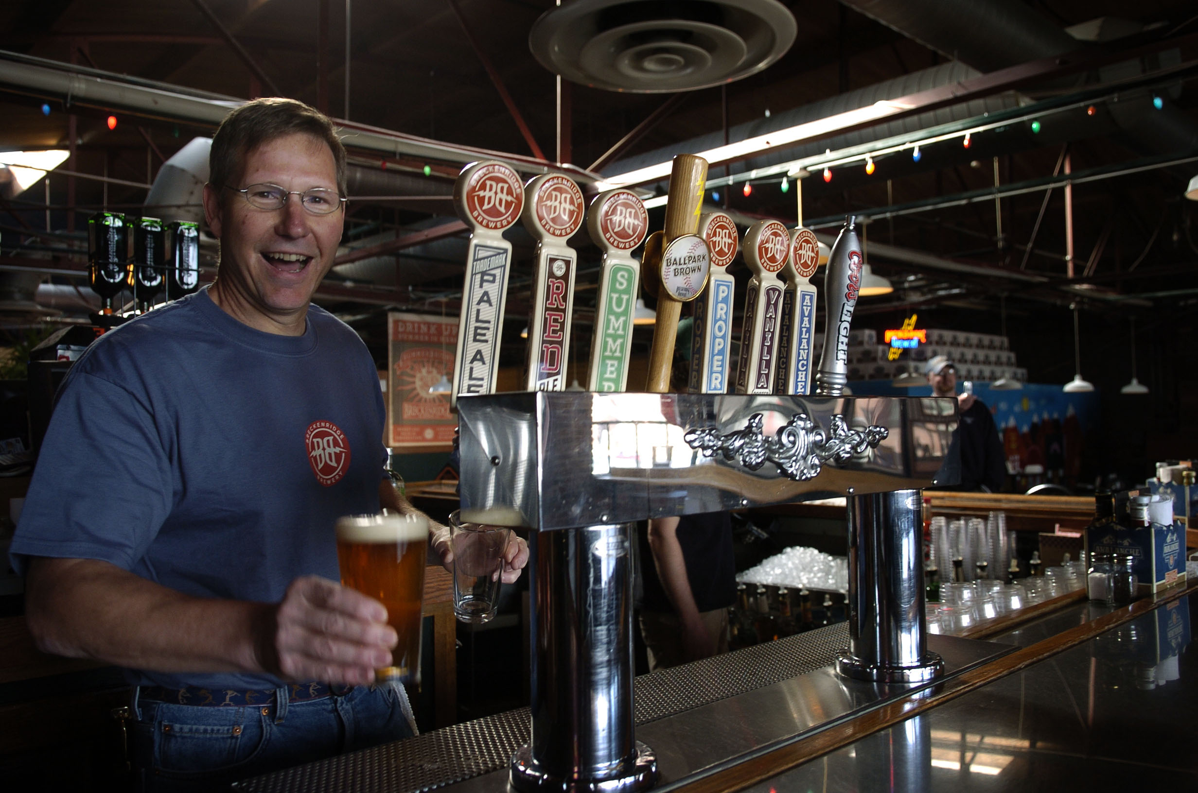 (CM) DENVER, CO. MONDAY, APRIL 2, 2007. Bartender Greg Cocking pours the first beer poured at Trademark Pale Ale at Breckenridge Brewery before Opening Day at Coors Field where the Colorado Rockies met the Arizona Diamondbacks. The brewery is across the s