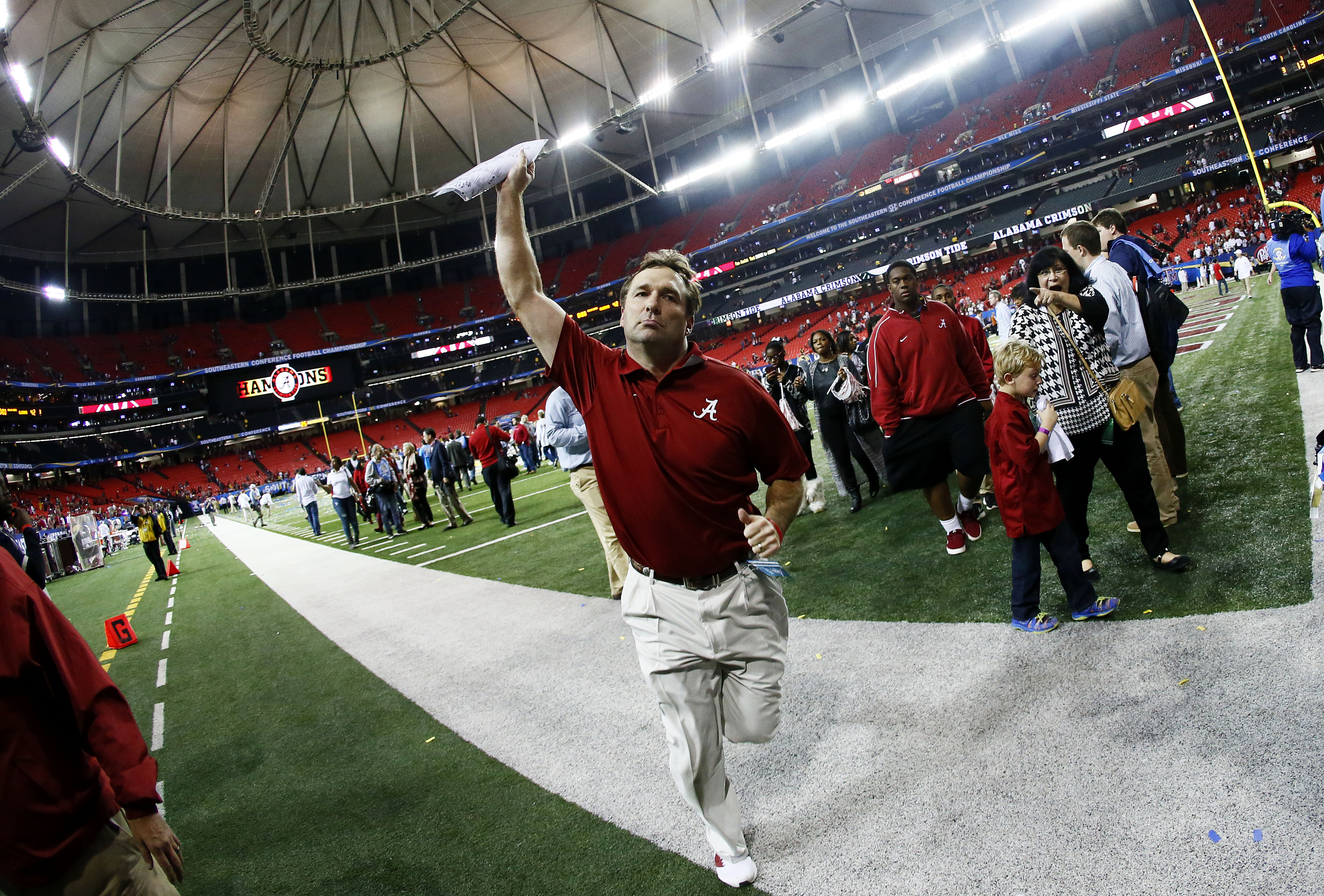 of the SEC Championship game at the Georgia Dome on December 6, 2014 in Atlanta, Georgia.