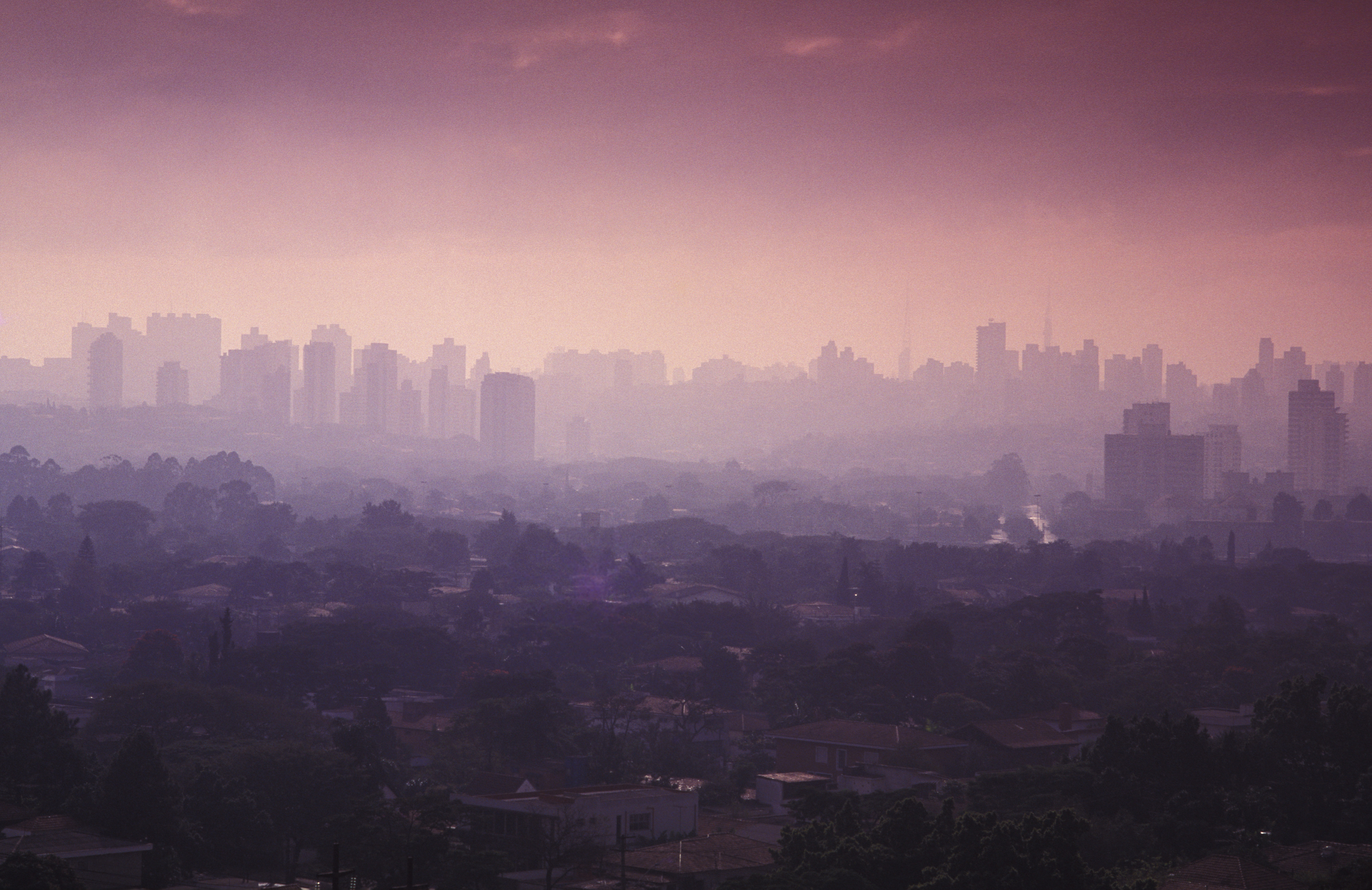 Sao Paulo cityscape showing air pollution and skyline of the