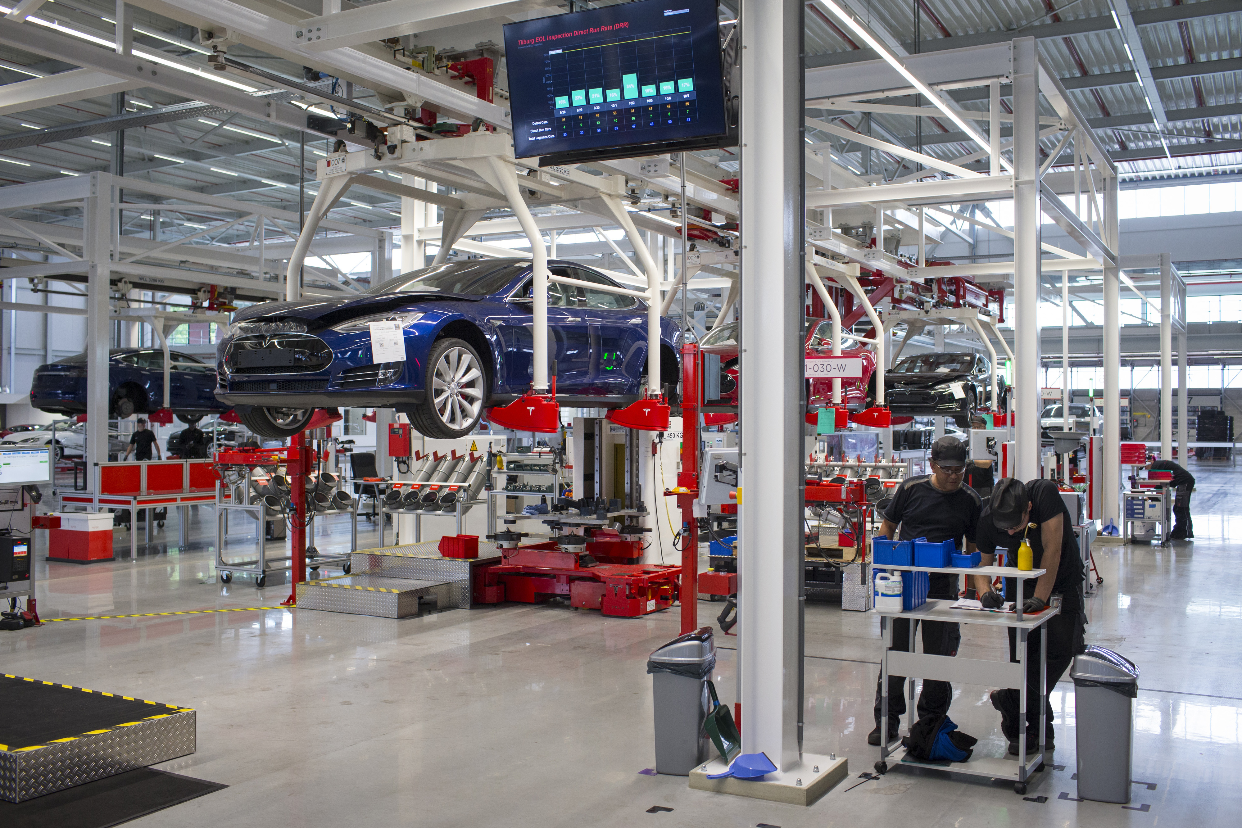 Assembly Of Tesla Model S Electric Automobiles  At  A Tesla Motors Inc. Factory