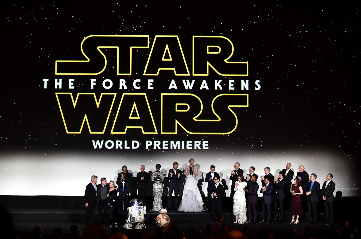 Cast attends the World Premiere of Star Wars: The Force Awakens at the Dolby, El Capitan, and TCL Theatres on December 14, 2015 in Hollywood, California.