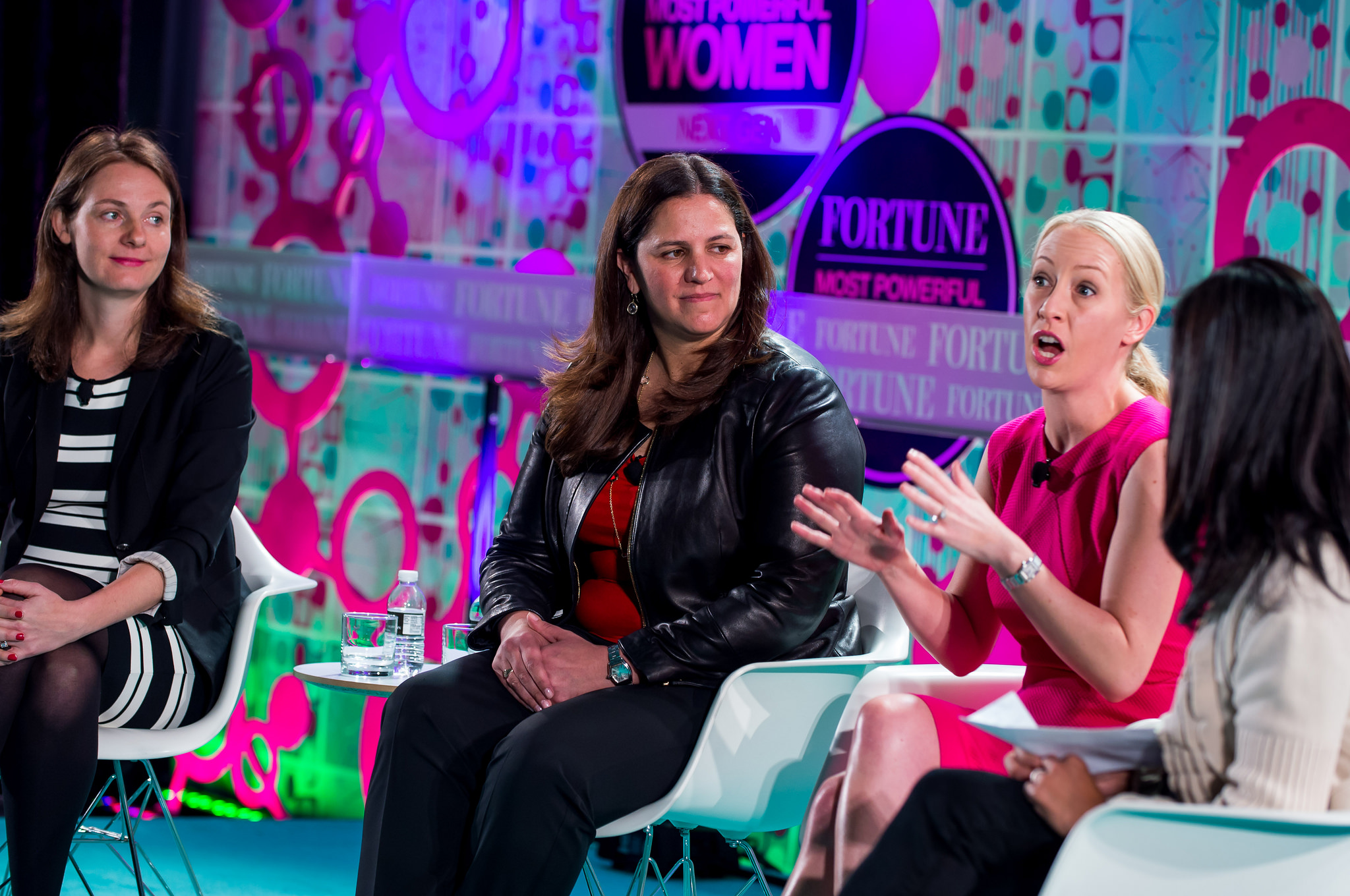 Discussing the secrets to "unicorn" success at the MPW NextGen conference in San Francisco, Dec. 2, 2015. From left to right: Julia Hartz, co-founder and president, Eventbrite; Sarah Leary, co-founder and vice president, marketing and operations, Nextdoor; Michelle Zatlyn, co-founder, CloudFlare; and Aileen Lee, moderator at founder, Cowboy Ventures