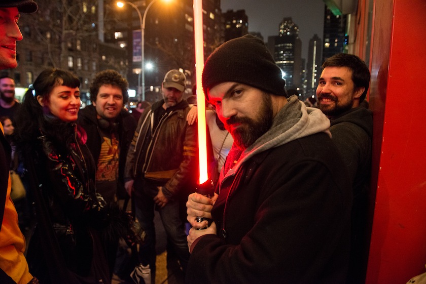 Fans Line Up To Watch "Star Wars: The Force Awakens" In New York City