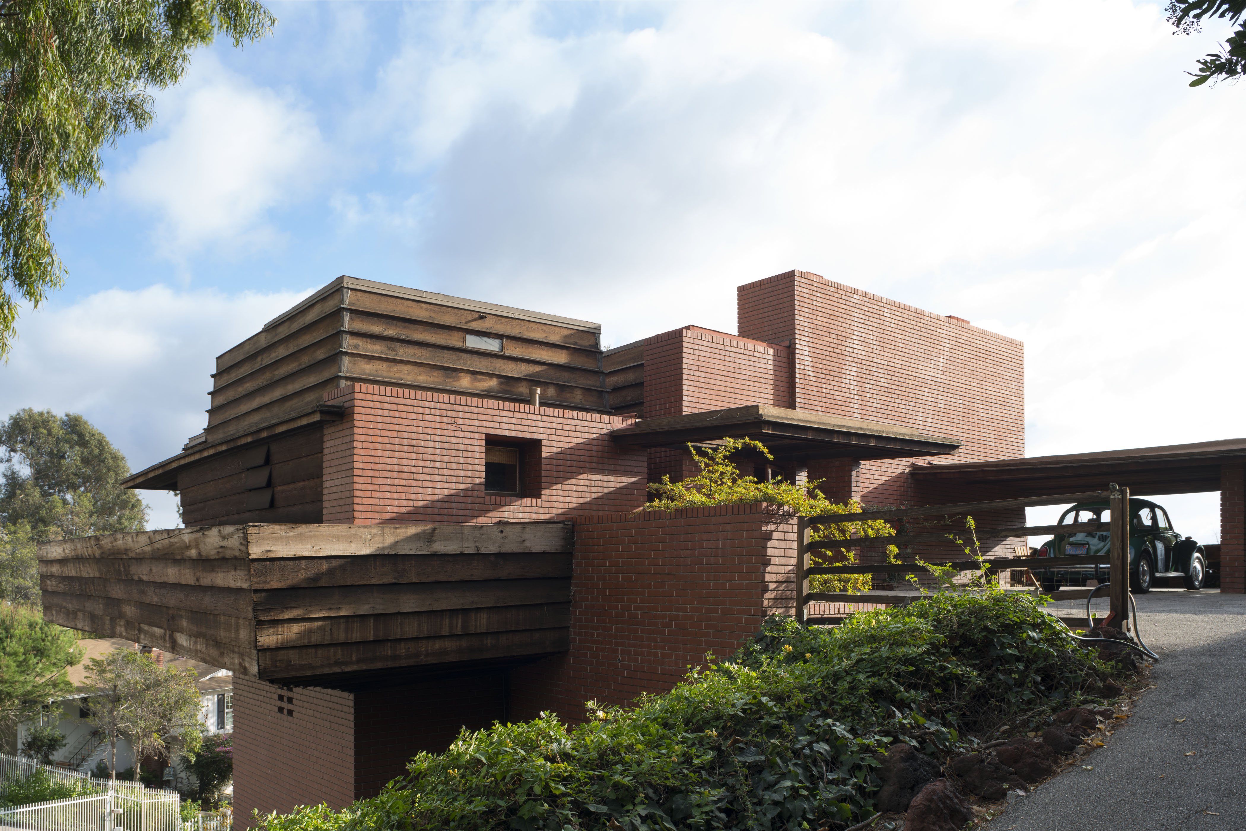 George D. Sturges Residence, 1939 designed by Frank Lloyd Wright. Northwest elevation.