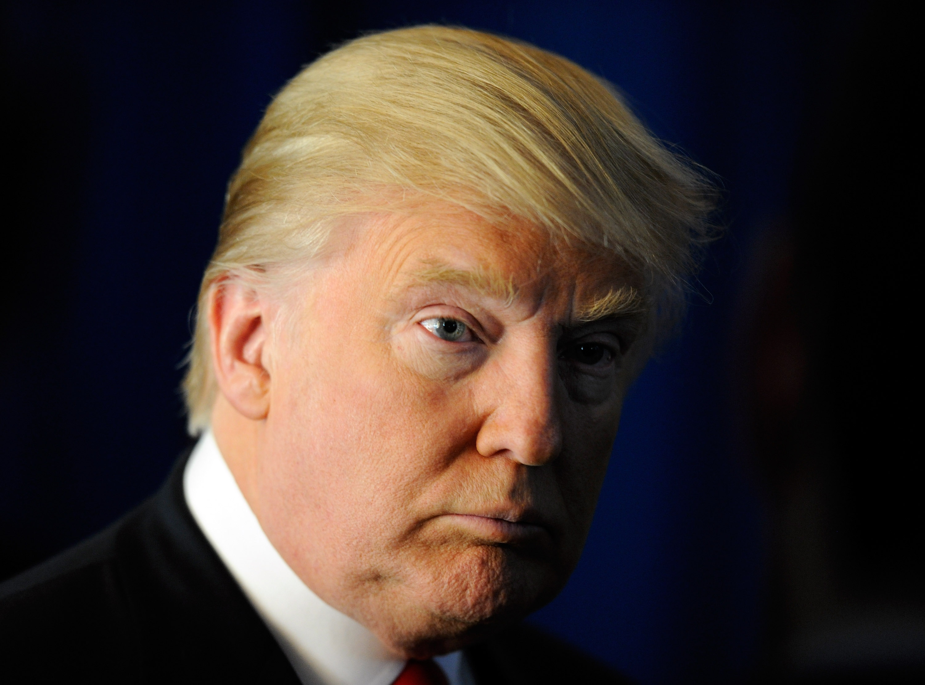 Donald Trump endorse Republican presidential candidate, former Massachusetts Gov. Mitt Romney at the Trump International Hotel & Tower Las Vegas February 2, 2012 in Las Vegas, Nevada.