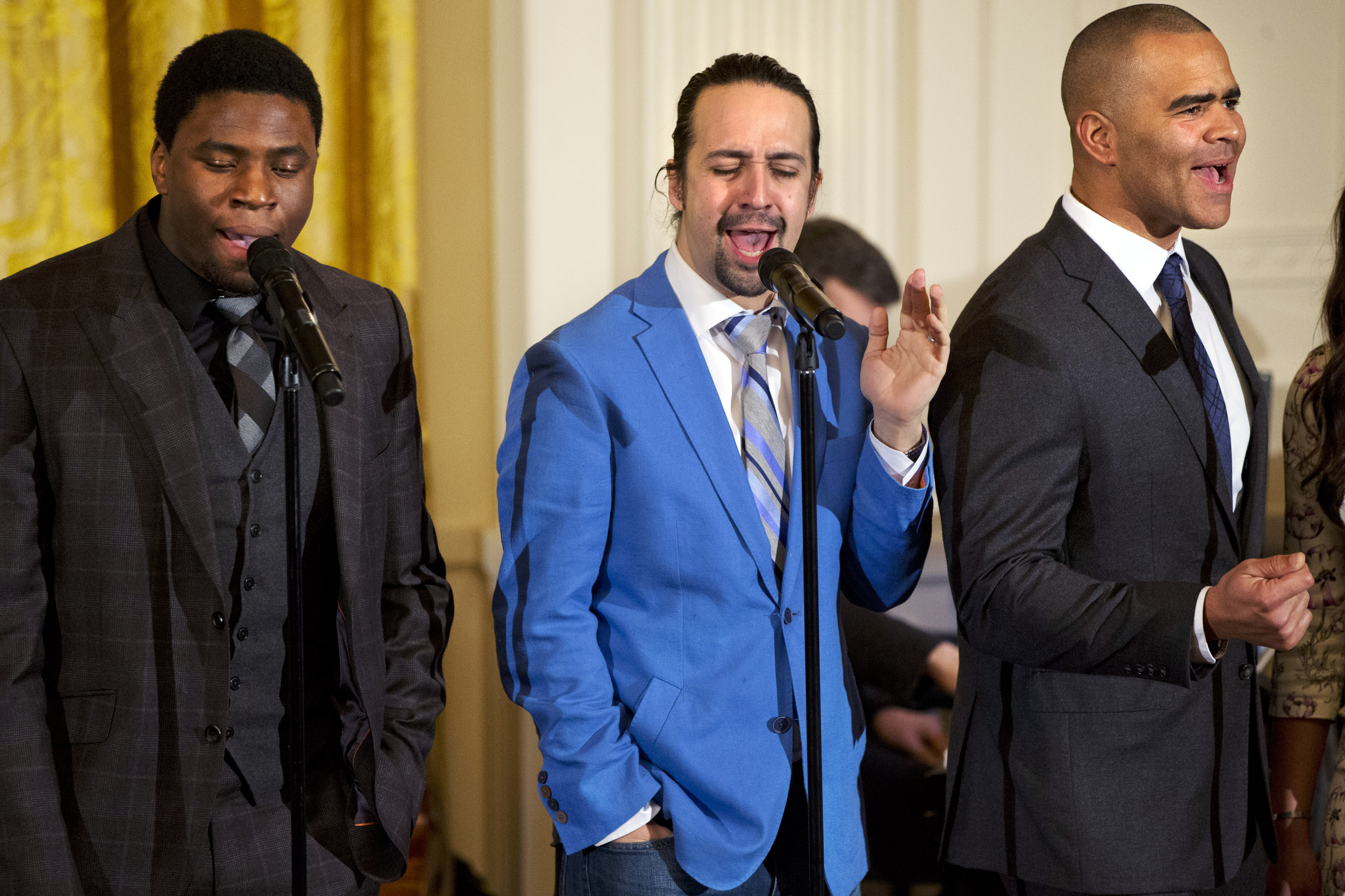 Okieriete Onaodowan, Lin-Manuel Miranda, Christopher Jackson