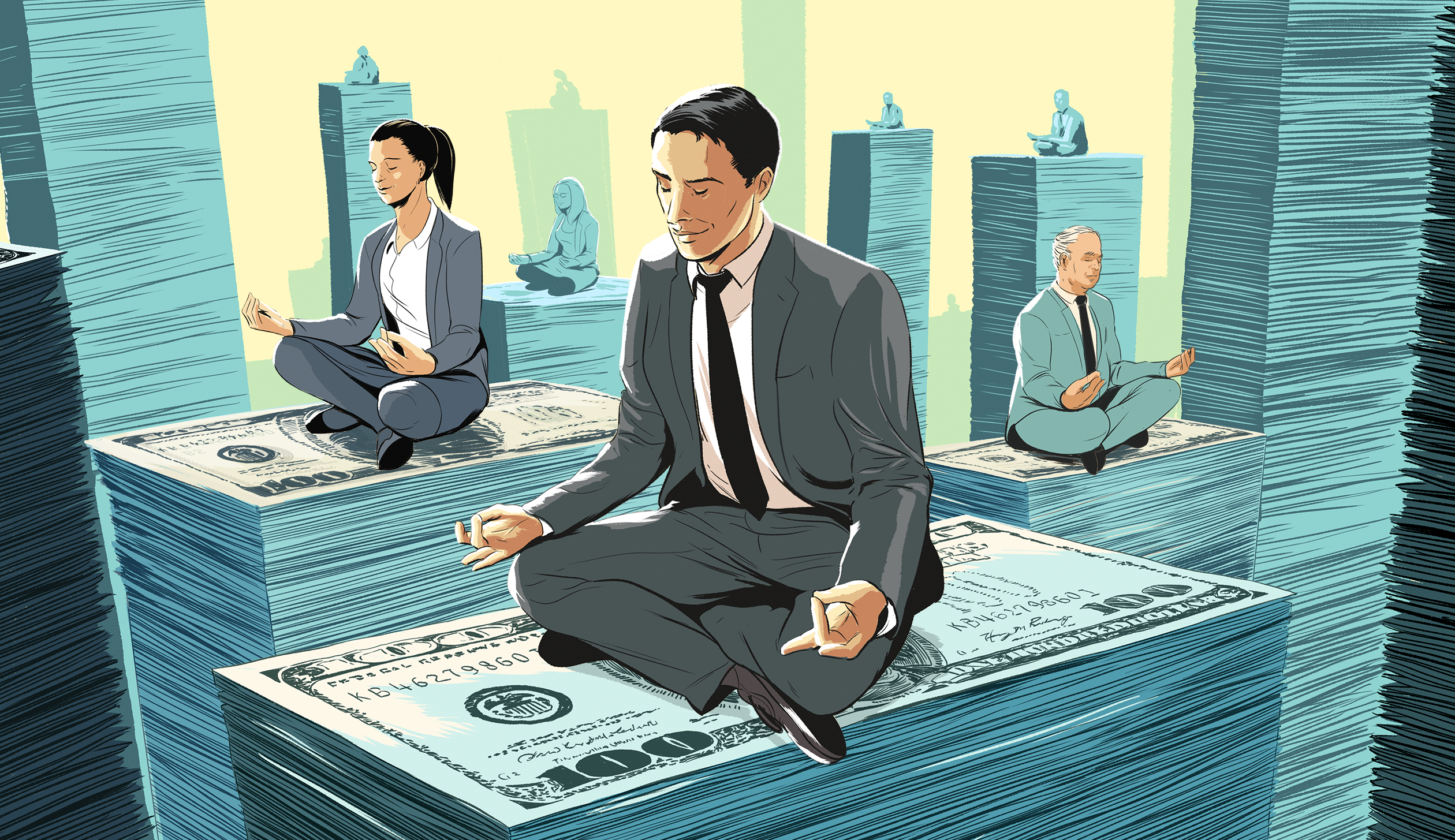 Business people meditating