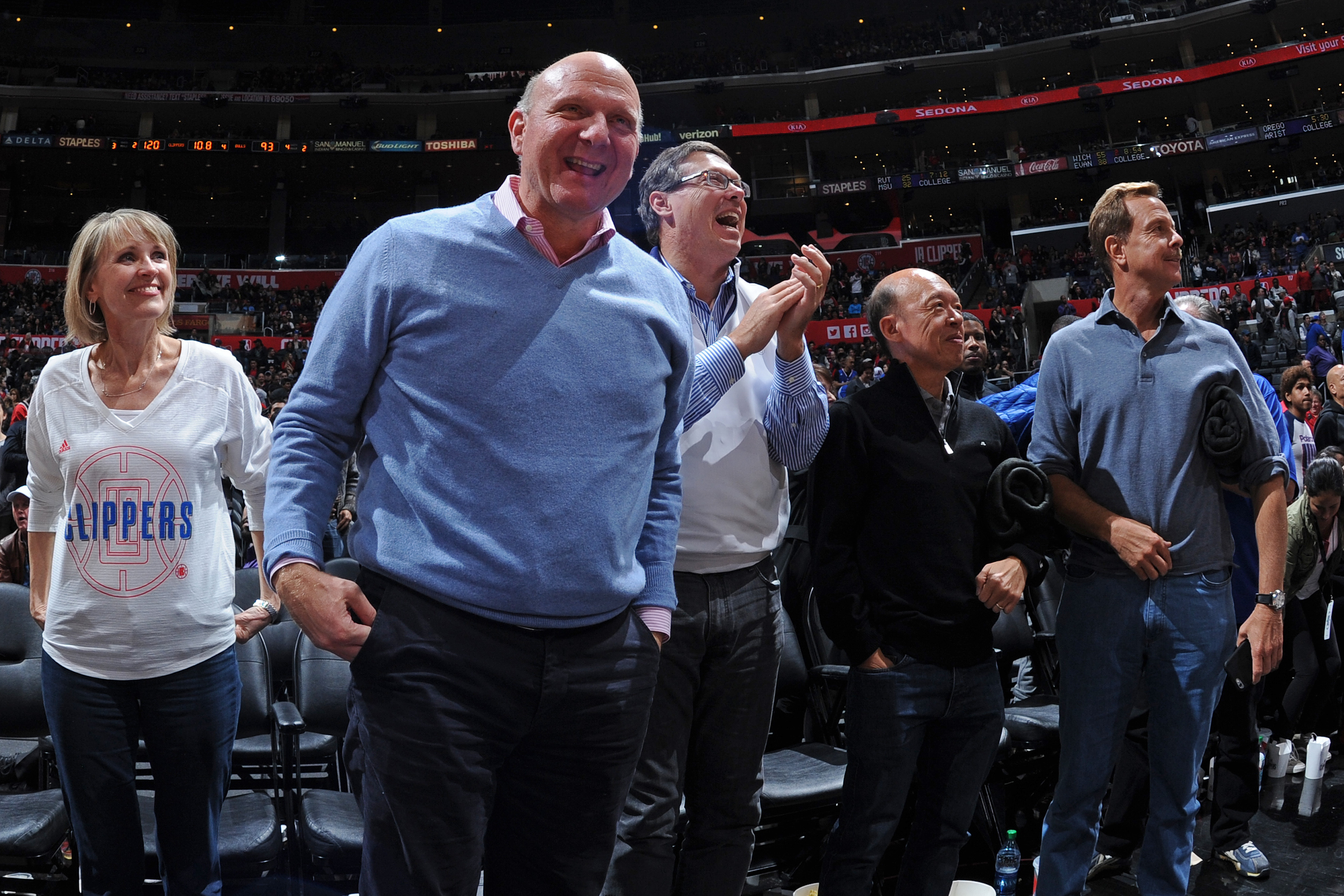 LOS ANGELES, CA - JANUARY 31: Los Angeles Clippers owner, Steve Ballmer attends the game against the Chicago Bulls at STAPLES Center on January 31, 2016 in Los Angeles, California. NOTE TO USER: User expressly acknowledges and agrees that, by downloading and/or using this Photograph, user is consenting to the terms and conditions of the Getty Images License Agreement. Mandatory Copyright Notice: Copyright 2016 NBAE (Photo by Andrew D. Bernstein/NBAE via Getty Images)