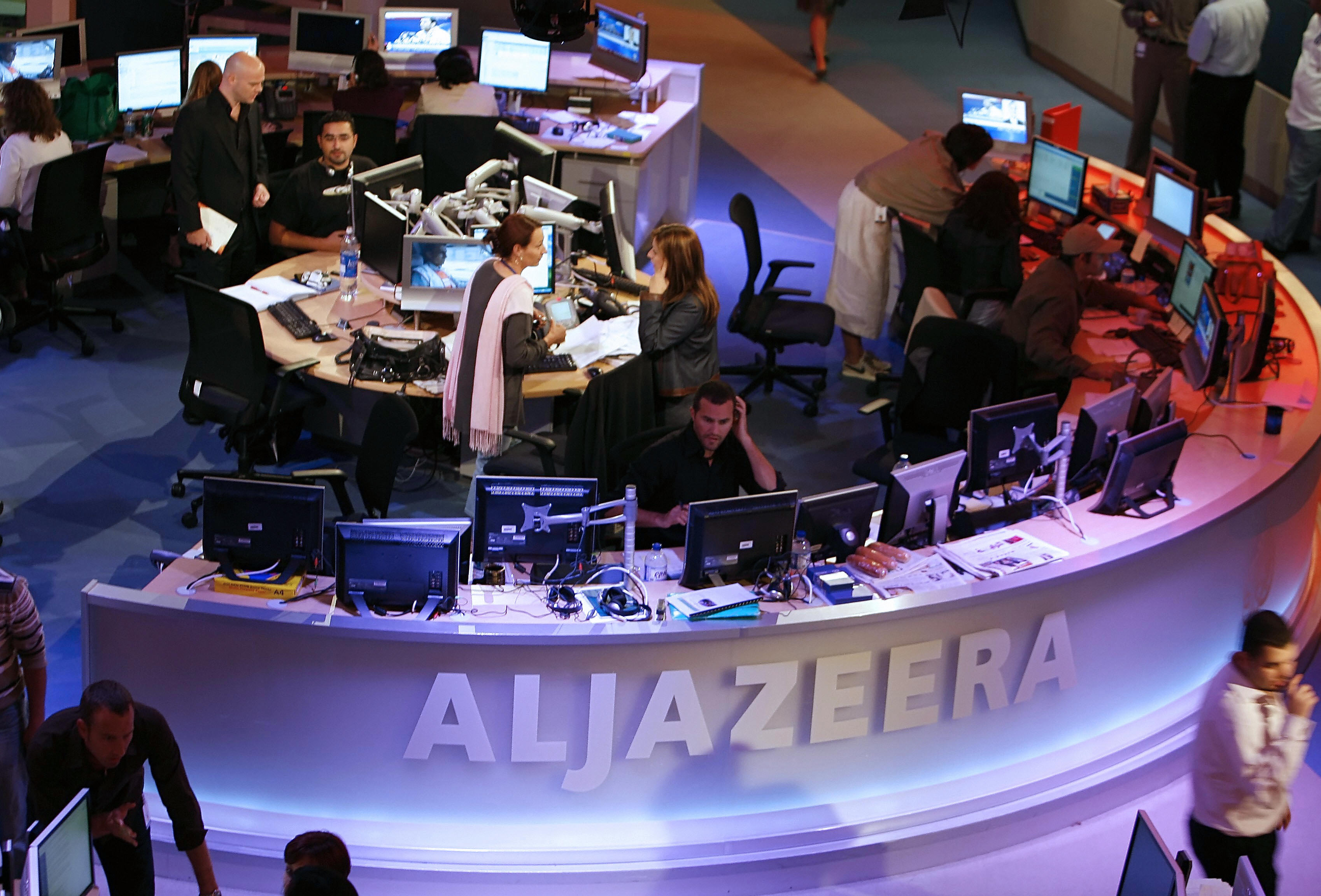 A general view shows the newsroom at the