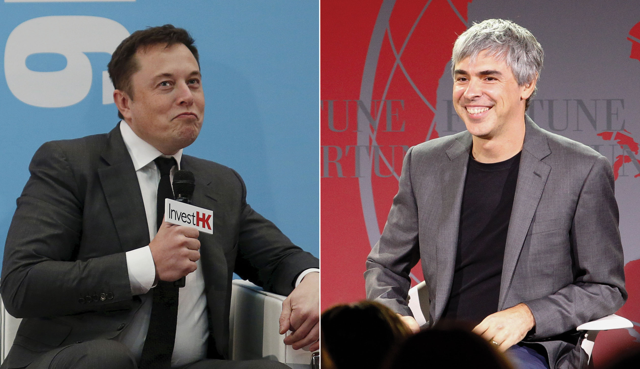 Alphabet CEO Larry Page and Tesla CEO Elon Musk